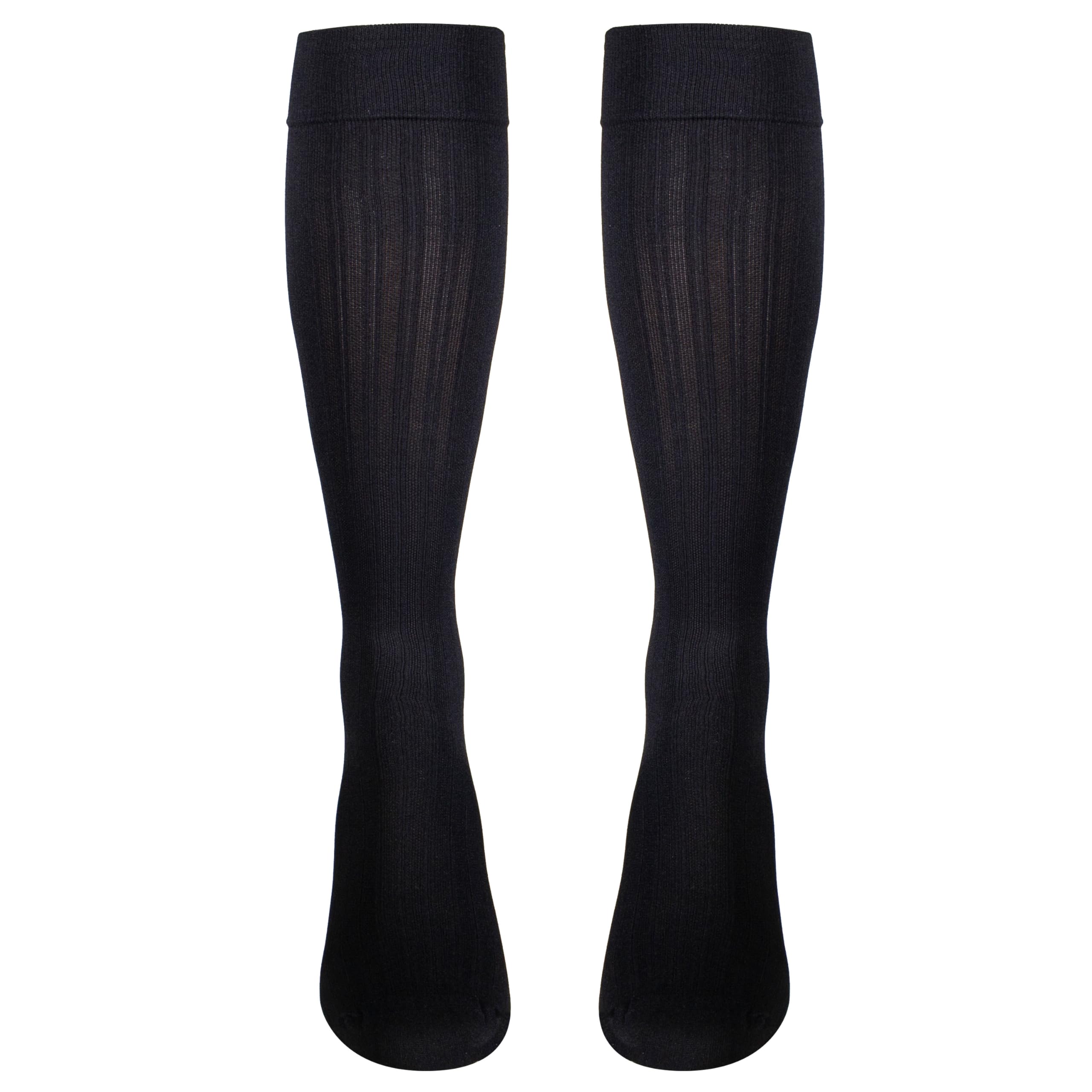 NuVein Women's Compression Socks, 20-30 mmHg Support, Rib Knit Pattern, Over Calf Knee High