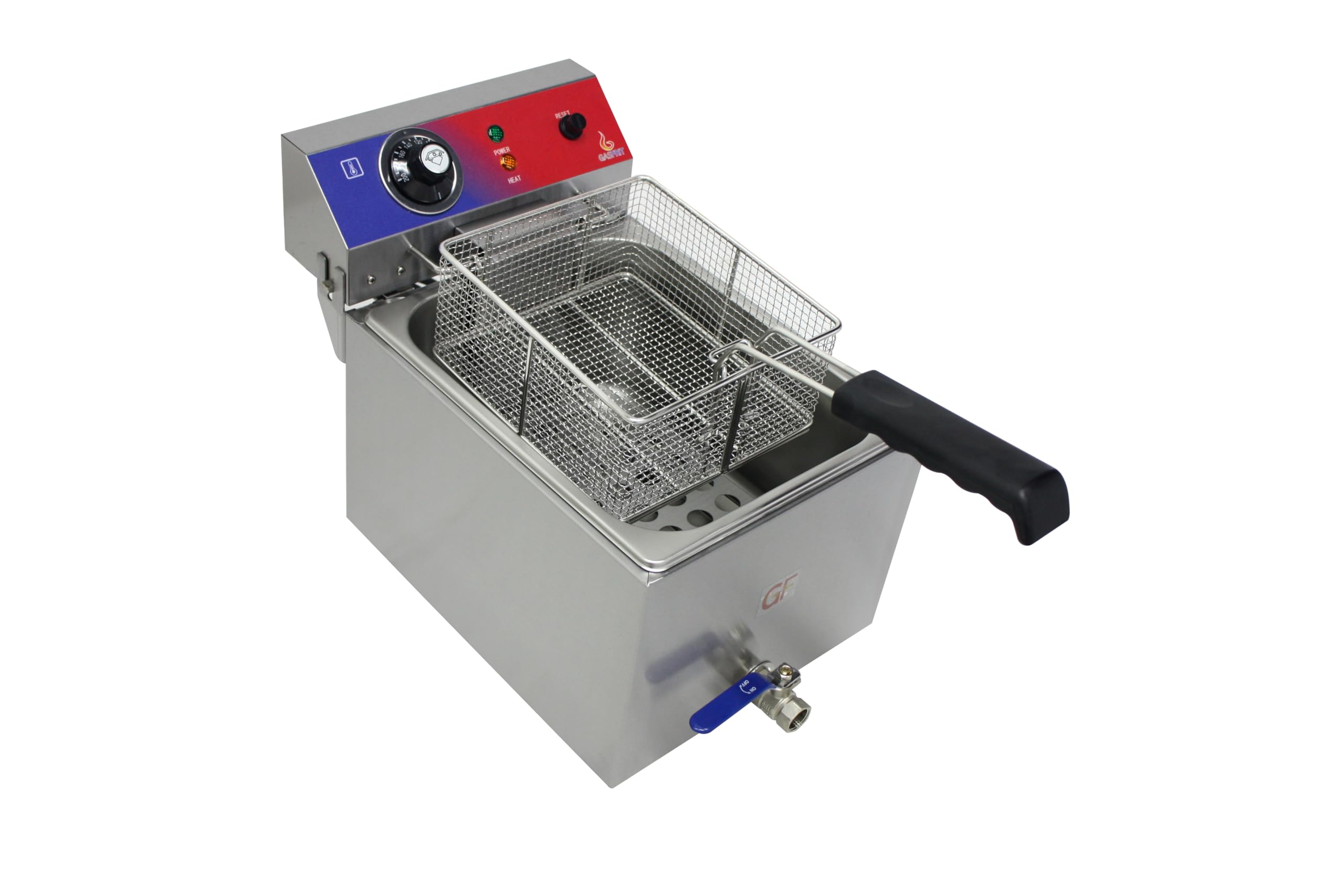 Friggitrice elettrica professionale industriale in acciaio inox con rubinetto | 10 L o 20 L (10+10) | Zone fredde | Alta potenza (10 L)