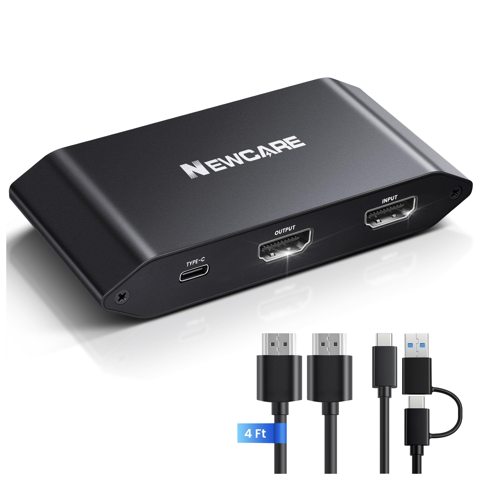 HDMI Capture Card 4K60 HDR Pass-Through, USB 3.0 Video Capture | für PS5 Xbox Switch • 1080P60 Aufnahme • USB-A & USB-C • Niedrige Latenz • Für Gaming & Streaming