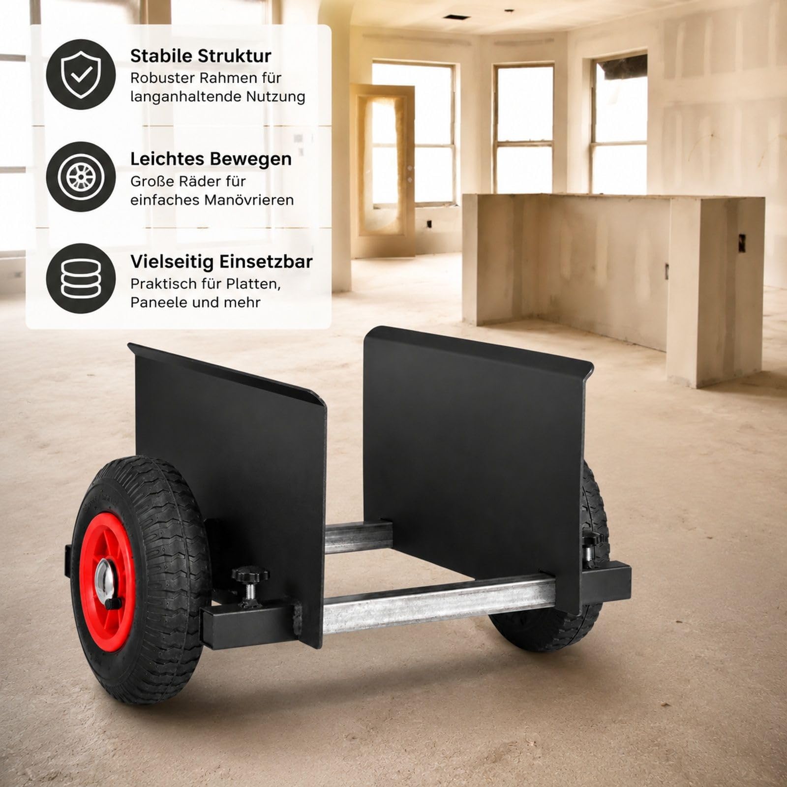 Plattenwagen, 600 lb Traglast, Lufträder, verstellbare Klemme für Gipskartonplatten und Materialtransport