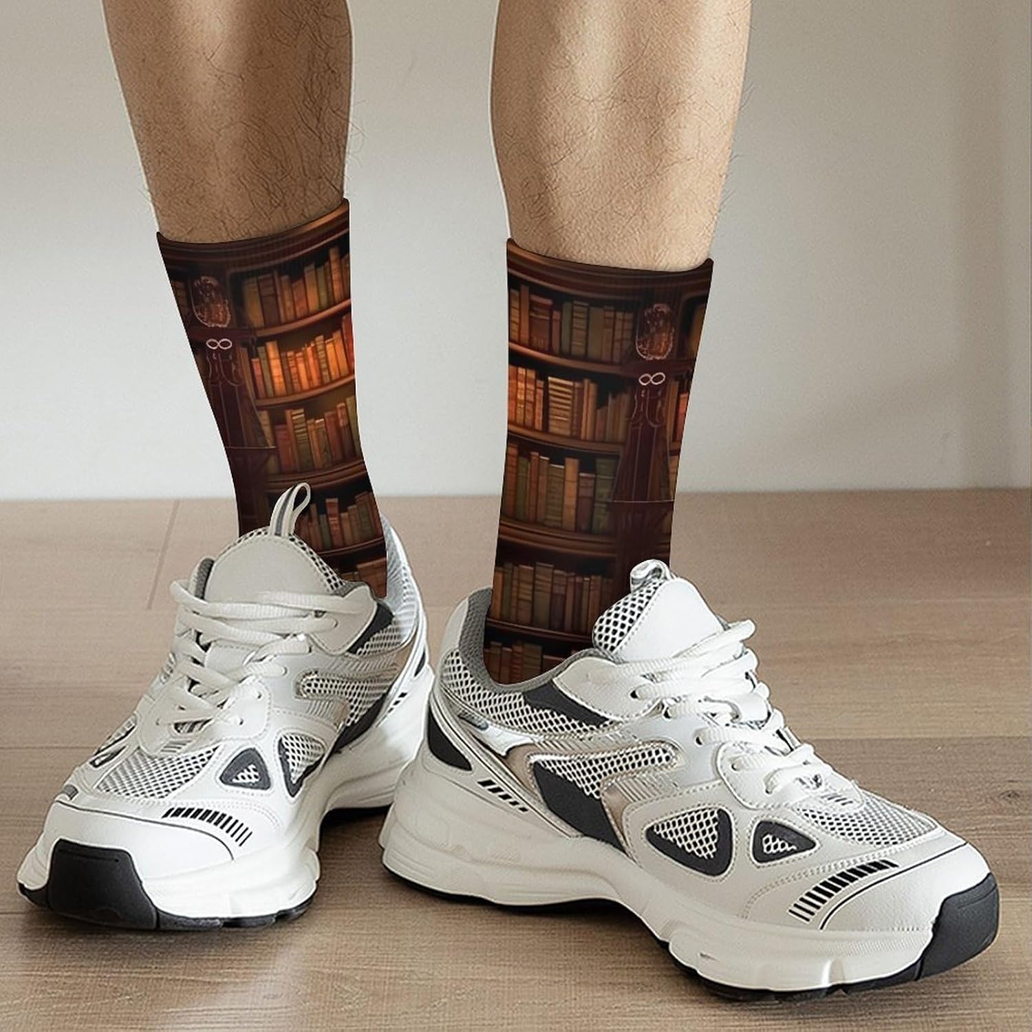 Breathable Sports Socks, Moisture Wicking, Lightweight Crew Socks | Book Room Library Athletic Calf Socks for Women Men, Casual, Anti-Slip, Multifunctional Work Socks