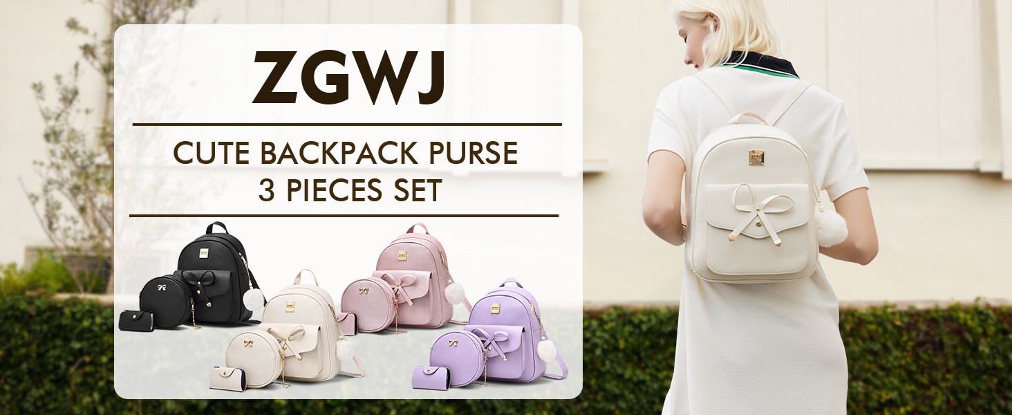 Faux Leather Mini Backpack Purse 3-Piece Set Travel Daypack Walmart Mini Leather Backpack Purse Set - Bowknot Small  main image 4