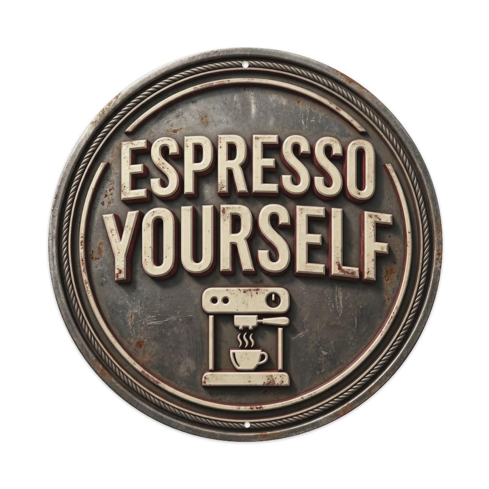 Espresso Yourself Nostalgic Hanging Display Retro Slogans Metal Tin Sign