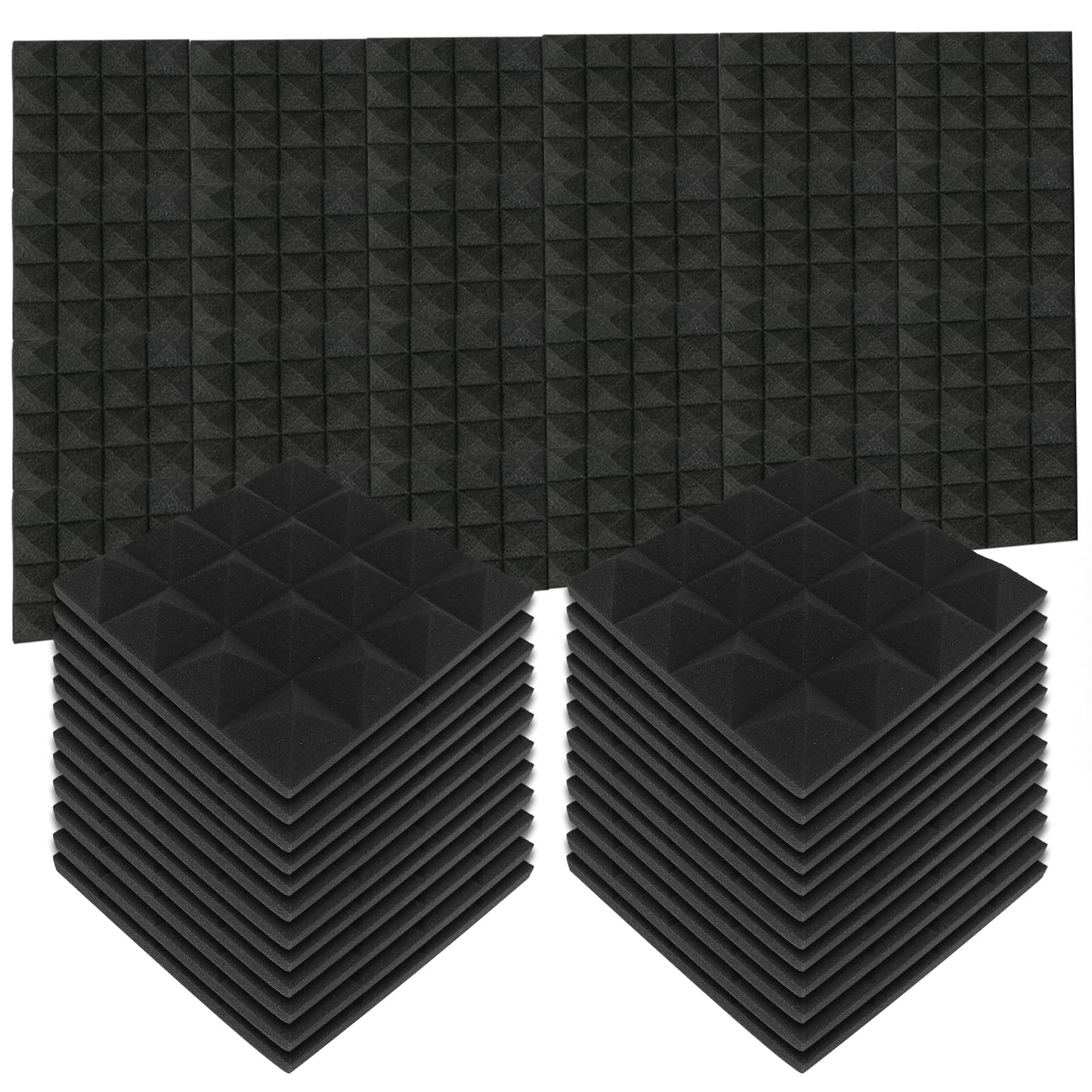 24 Pack Set Acoustic Panels, 25 x 25 x 5cm Noise Absorption Acoustic Foam Panels