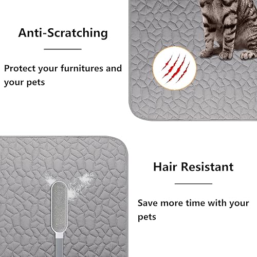 Miniatura 4 de Tuffeel Manta impermeable para perro, funda antideslizante para sofá y cama, protector de muebles de perros, lavable, 30 x 70 pulgadas, gris claro