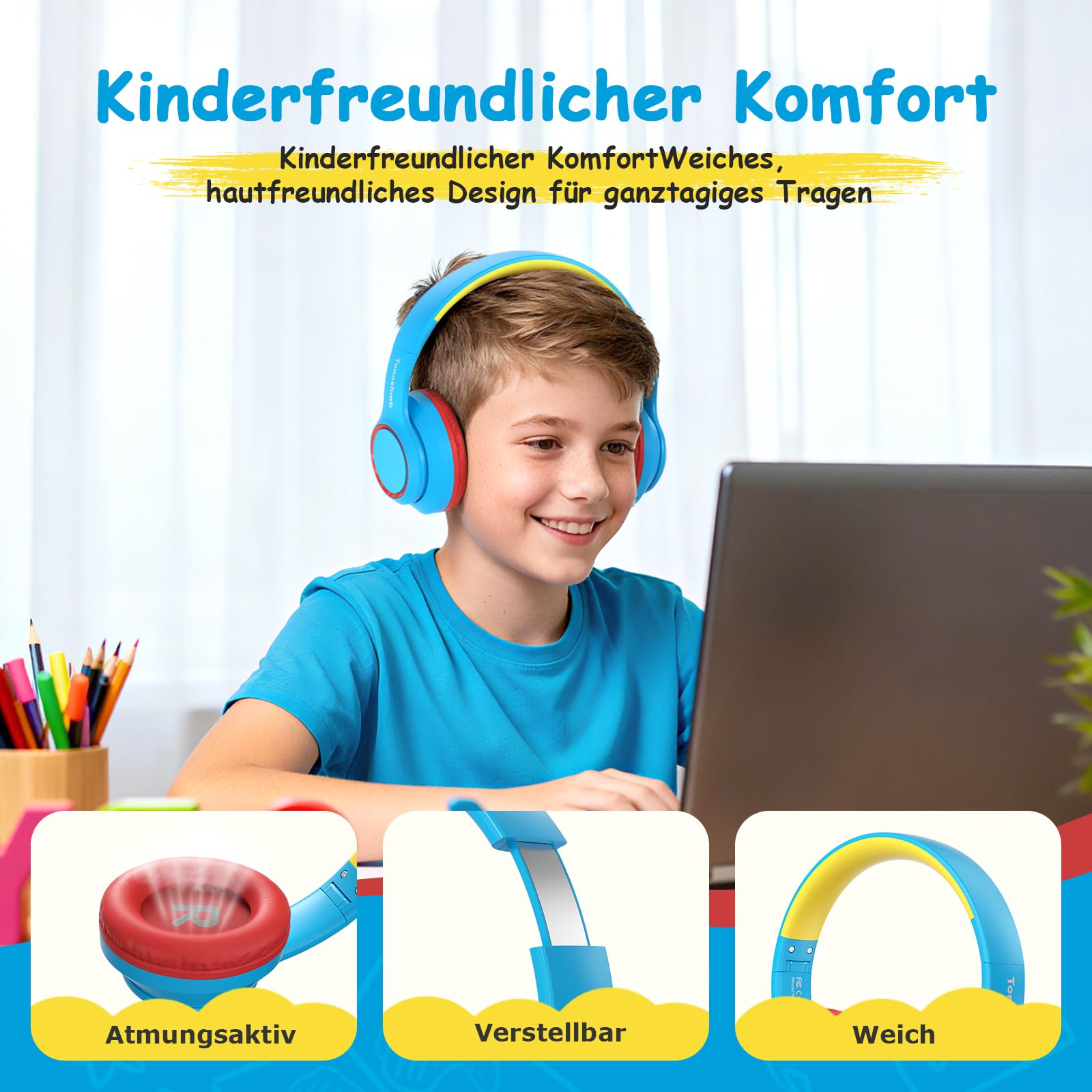 TONOSHARK Bluetooth Kopfhörer Kinder | Noise Cancelling Kopfhoerer Kinder