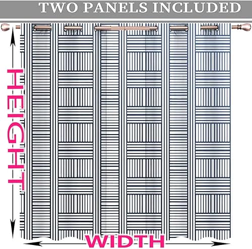 Miniatura 4 de Cortinas pastel para Sala, 2 paneles de líneas geométricas de celosía modernas, cortinas decorativas gruesas de 63 x 63 pulgadas (ancho x alto)
