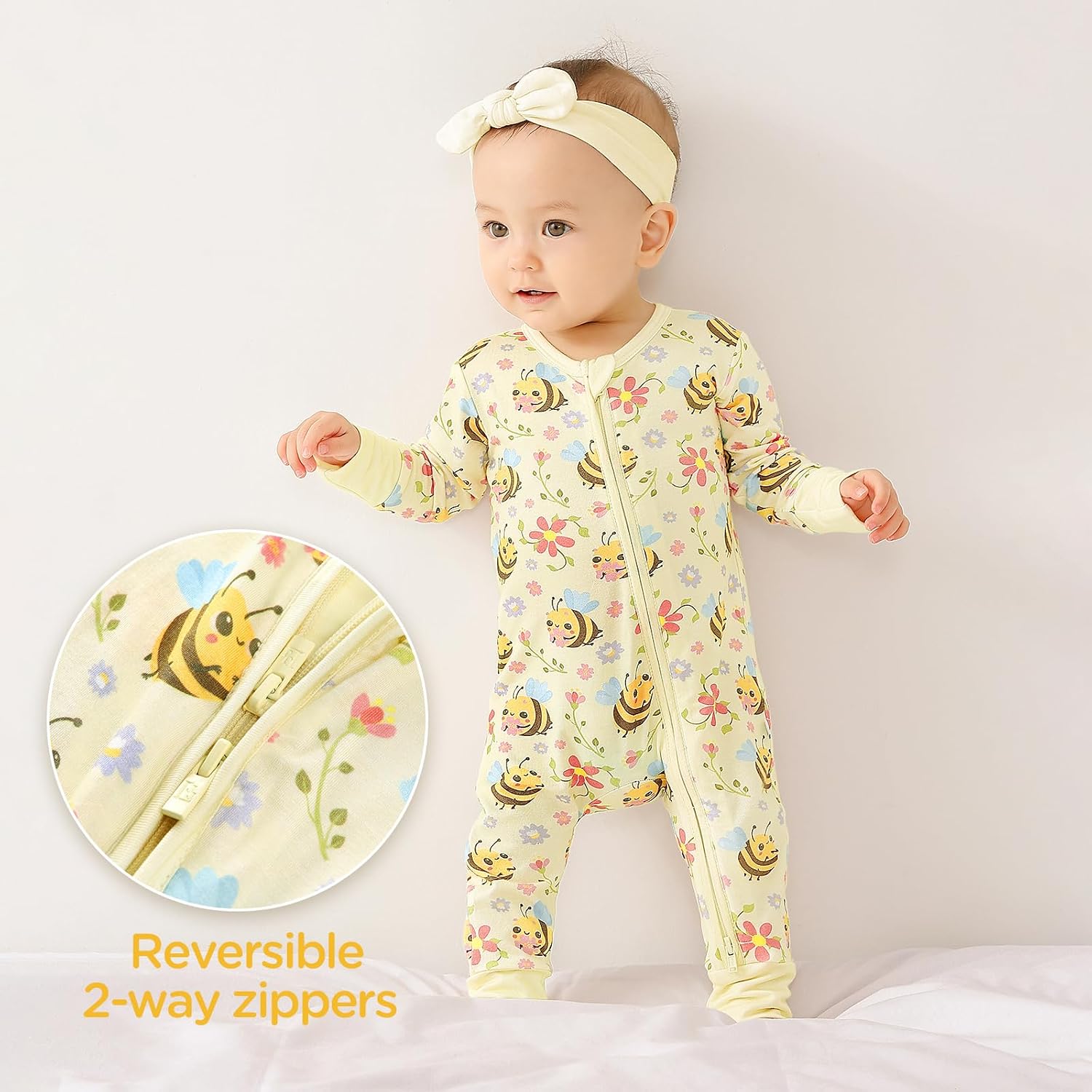 Zippered Viscose from Bamboo One-Piece Footless Sleepers Rompers Newborn - 3 Years