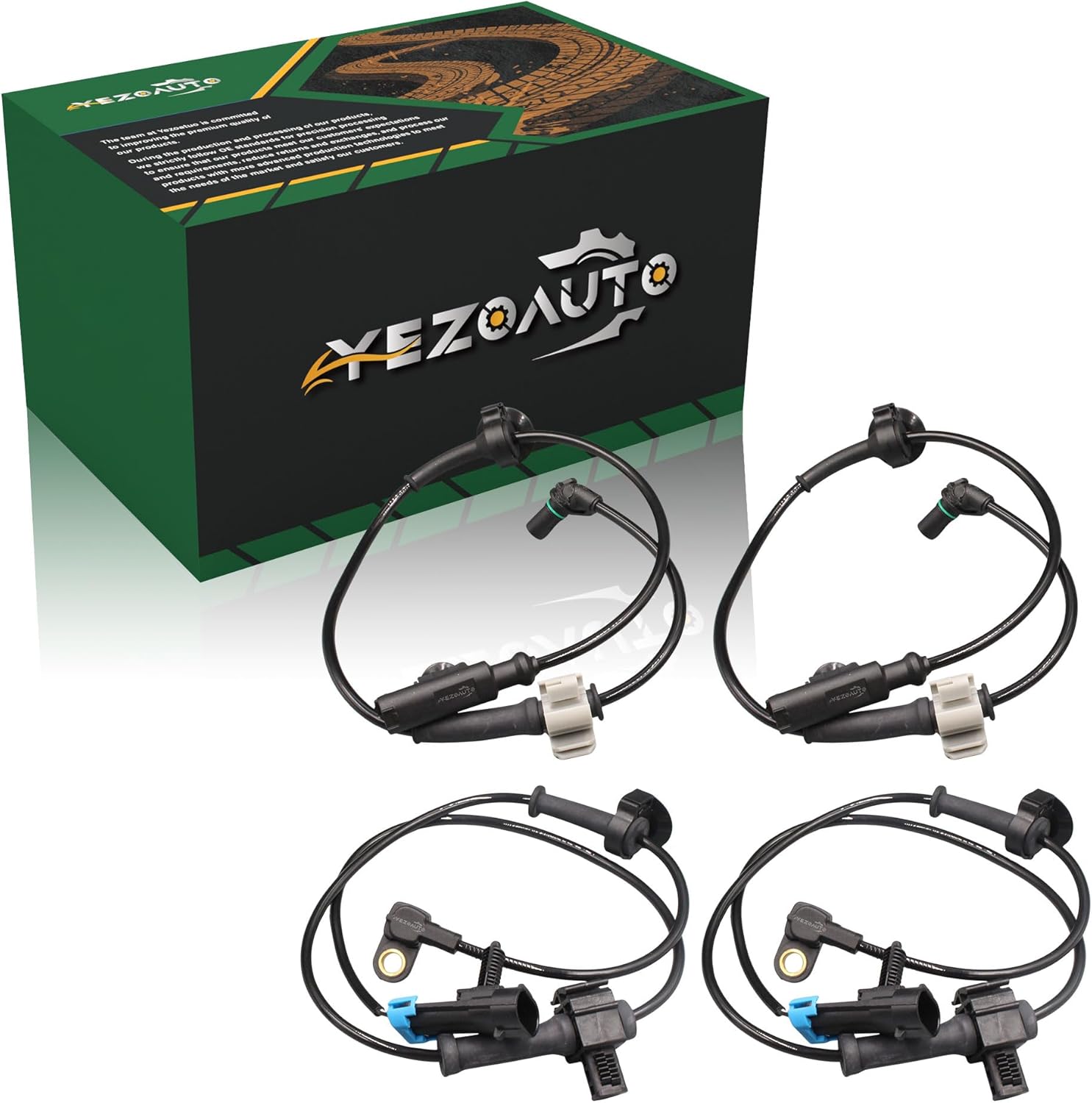 Set of 4 Front & Rear Side ABS Wheel Speed Sensor for Chevrolet Silverado 1500 2007-2013 and GMC Sierra 1500 2007-2013 All Engine 10384745 15229012