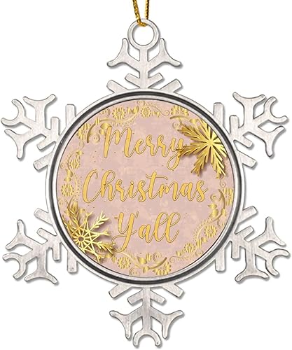 Corona de bola de copo de nieve dorada, adornos de metal para árbol de Navidad, feliz Navidad, adorno de Navidad para niños, feliz año nuevo, adorno