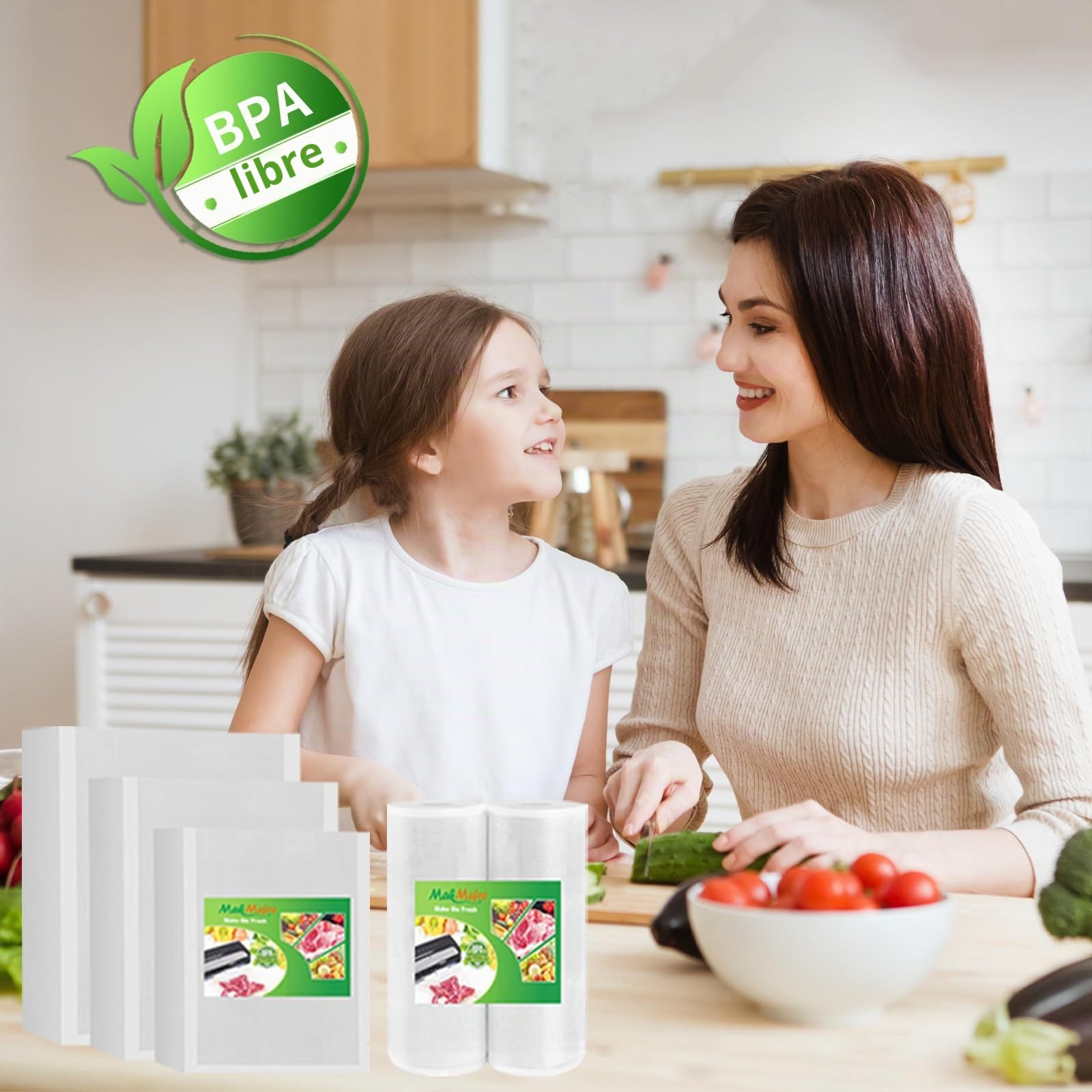 MakMeFre 300 Bolsas de Vacío Para Alimentos 15x25/20x30/25x33cm Sin BPA