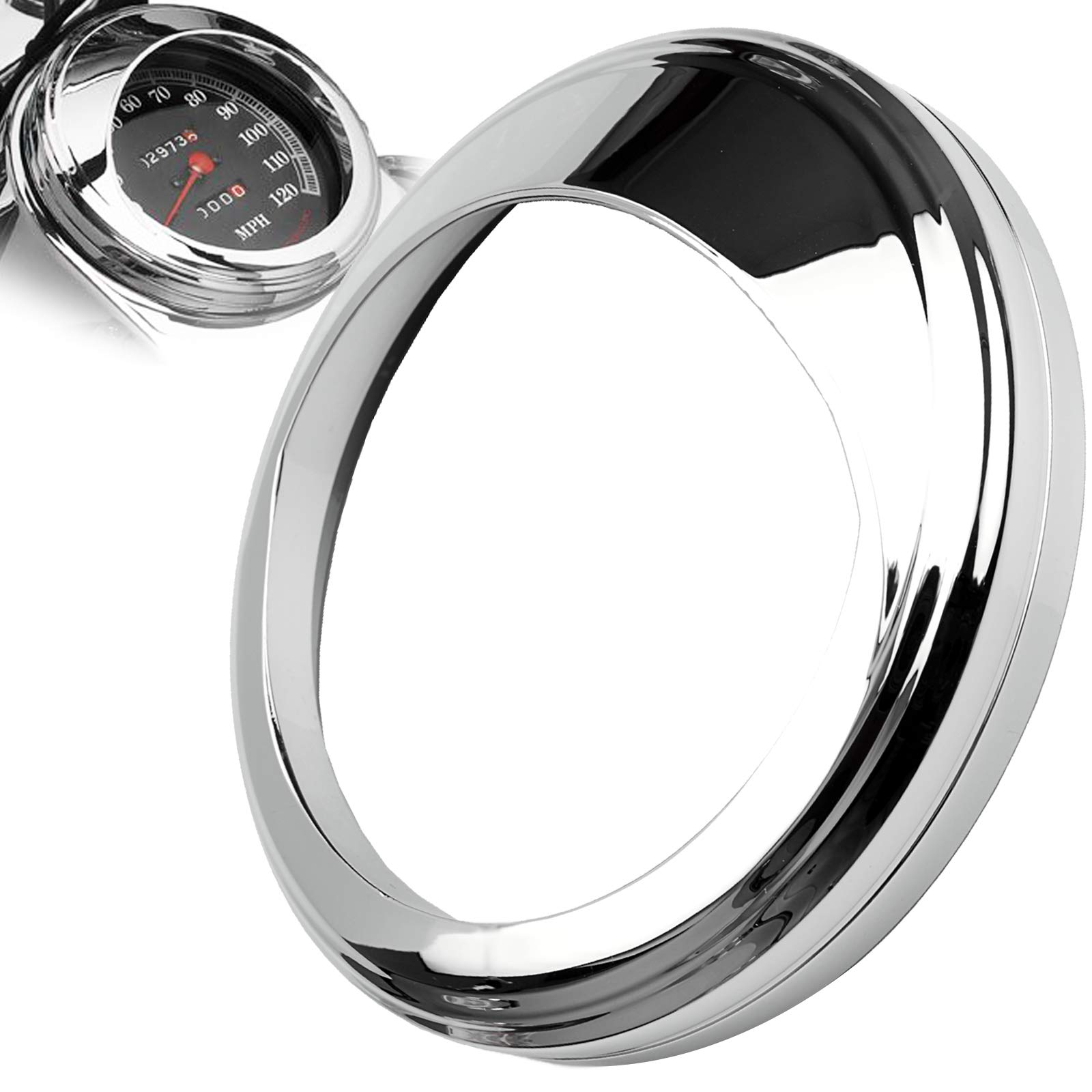 Speedometer Gauge Tank Mounted Cover Trim Ring Bezel Aluminum for Harley-Davidson (Chrome)-image-7