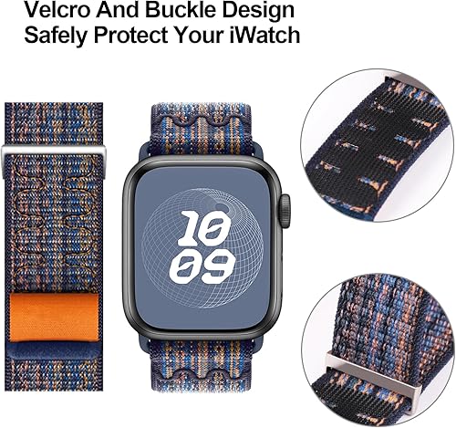 Miniatura 2 de Sport Loop - Paquete de 15 correas de nailon compatibles con Apple Watch de 1.496 pulgadas, 1.575 pulgadas, 1.614 pulgadas, 1.654 pulgadas, 1.732