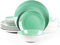 Vista 7 de juego de vajilla de gres en forma de cupé de 18 piezas, exterior blanco + interior taupe