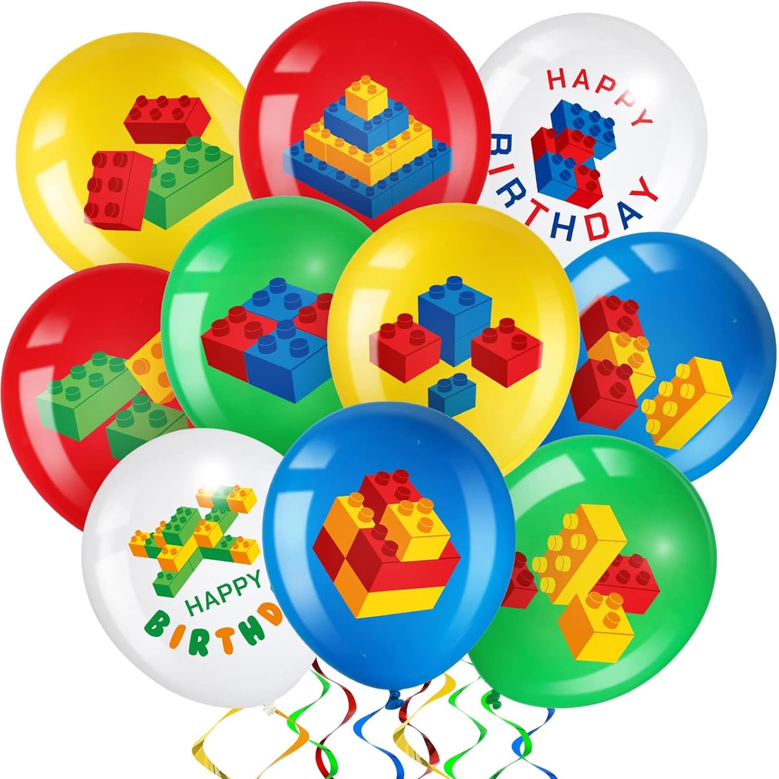 DazzJoy 20 Stück Bausteine Luftballons Geburtstag, Baustein Luftballon, Bausteine Deko Geburtstag Helium Ballons, Baustein Geburtstagsdeko Ballon für Kindergeburtstag Deko Mädchen Junge, Gaming Deko