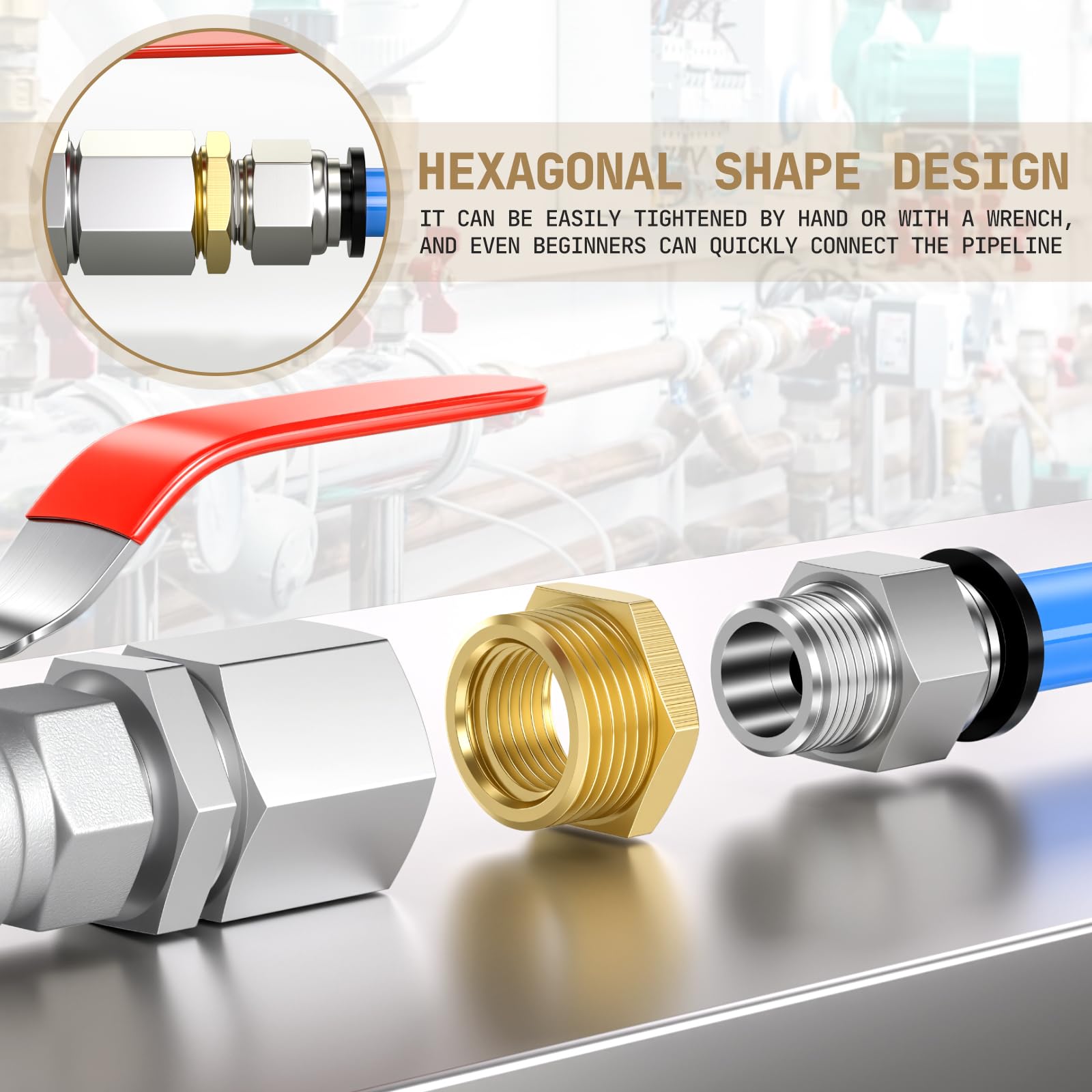 Bwintech 2 Uds 3/8 "hembra a 3/4" macho BSP rosca latón buje hexagonal conector reductor para conversión de conexión de tubería — view 5