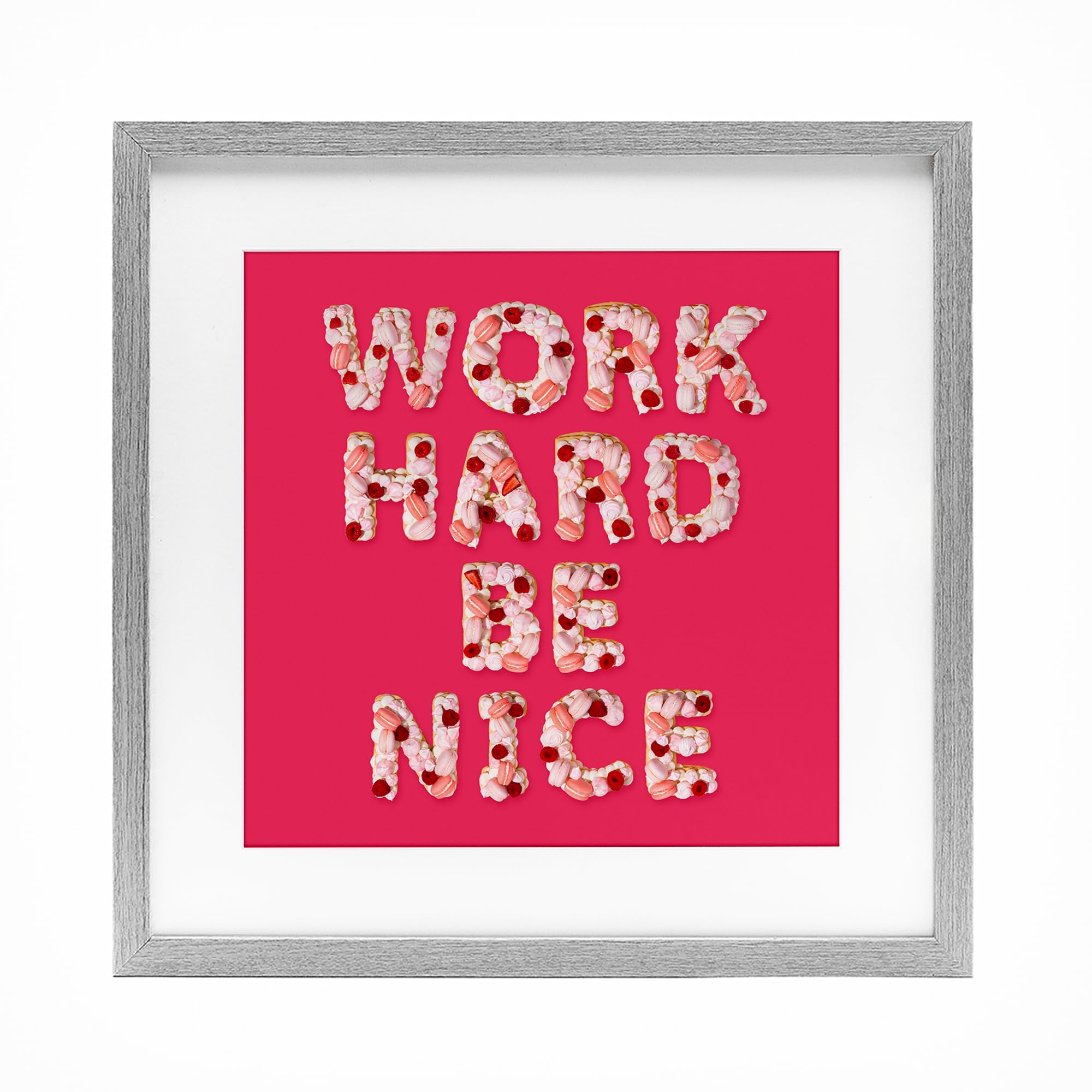 Affiche encadrée Stupell Industries Work Hard Be Nice | Cadre blanc sous verre de 33x33 cm