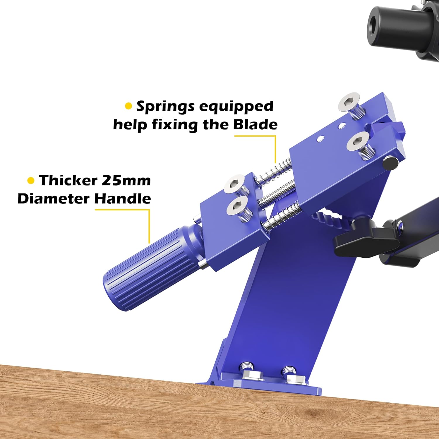 SporGain [Updated] Lawn Mower Blade Sharpener 15°-45° Adjustable Frame with Ball Bearing Manufacture Handle for Right & Left Hand Blades, Use with Angle Grinder, Blue