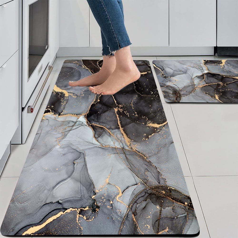 proxin 2 Pcs Kitchen Mats, Waterproof Memory Foam Kitchen Rugs, Standing Desk Mat Floor Mats, Comfort Runner Rug Carpets for Kitchen Floor, Sink