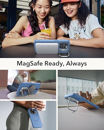 Vista 652 de ESR - Funda para iPhone 15 compatible con MagSafe, funda protectora de grado militar con soporte integrado, cubierta trasera resistente a