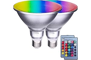 PAR38 LED Floodlight Bulb - 2-Pack Color Changing Landscape Lights (Dimmable, E27-Based)...