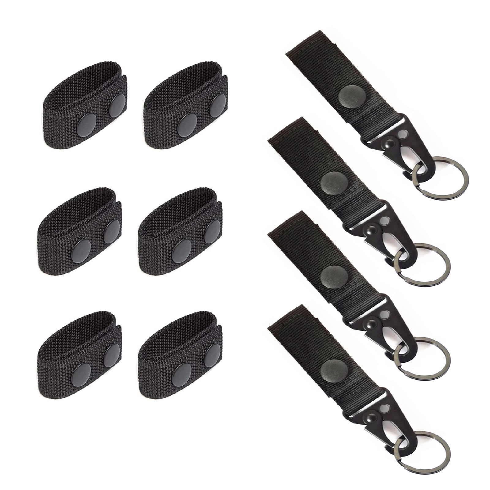 6 Piezas Accesorios Cinturón Táctico con 4 Piezas Mosquetón Táctico, Mosquetones Multifuncional Cinturón Táctico, para Deportes al Aire Libre, Camping y Senderismo