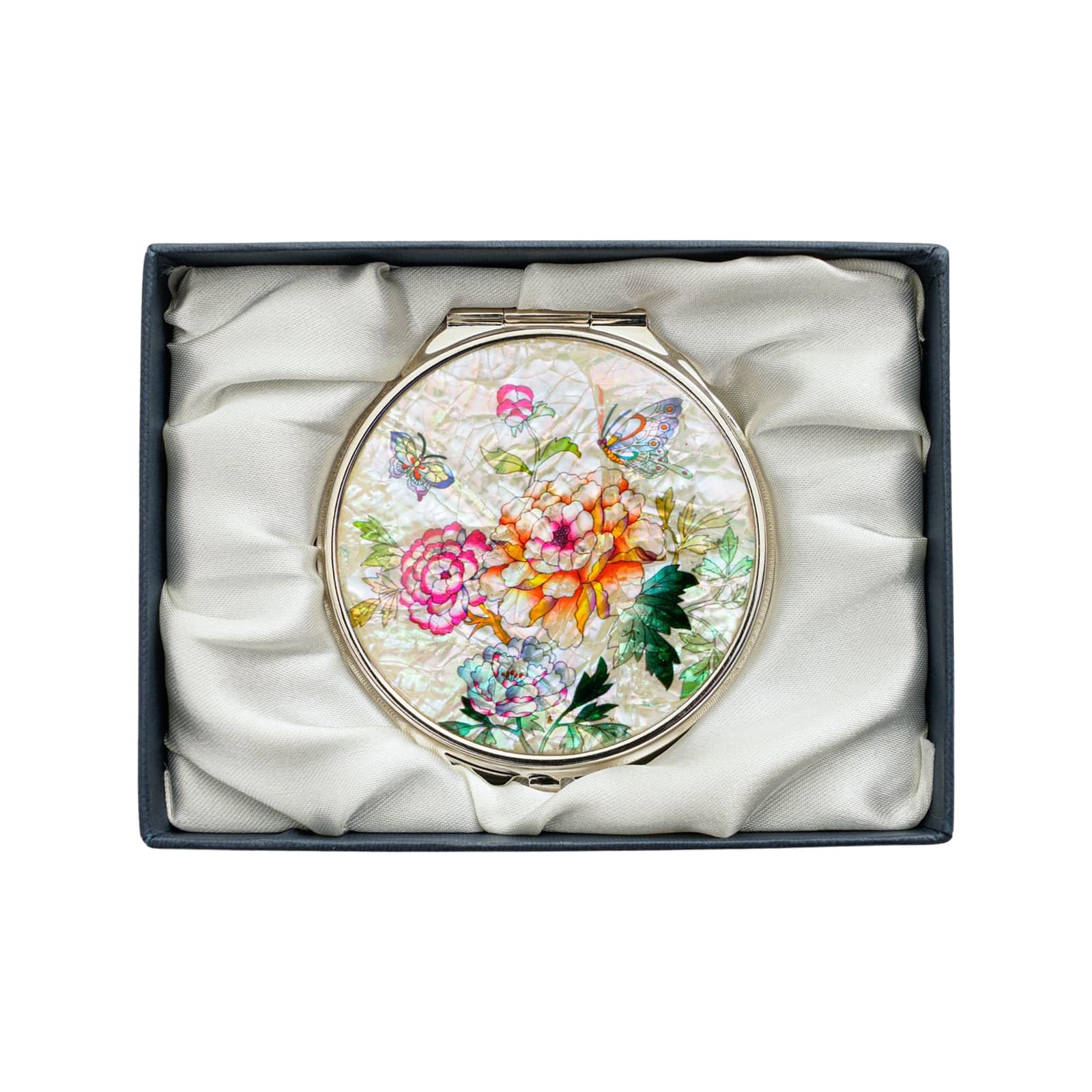 February Mountain Mother of Pearl Dual Magnification Compact Mirror – Gifts for Women, Mom, and Sister – Unique Birthday, Christmas Idea – Elegant and Travel-Friendly