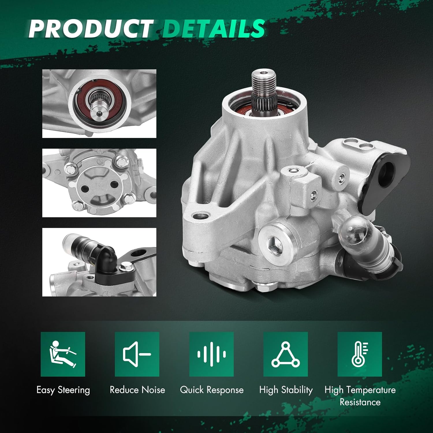 SCITOO Power Steering Pump Compatible for 2003 2004 2005 2006 2007 for Honda Accord, 2006 2007 2008 2009 2010 2011 for Honda Civic, 21-5456 Power Steering Pump Kit