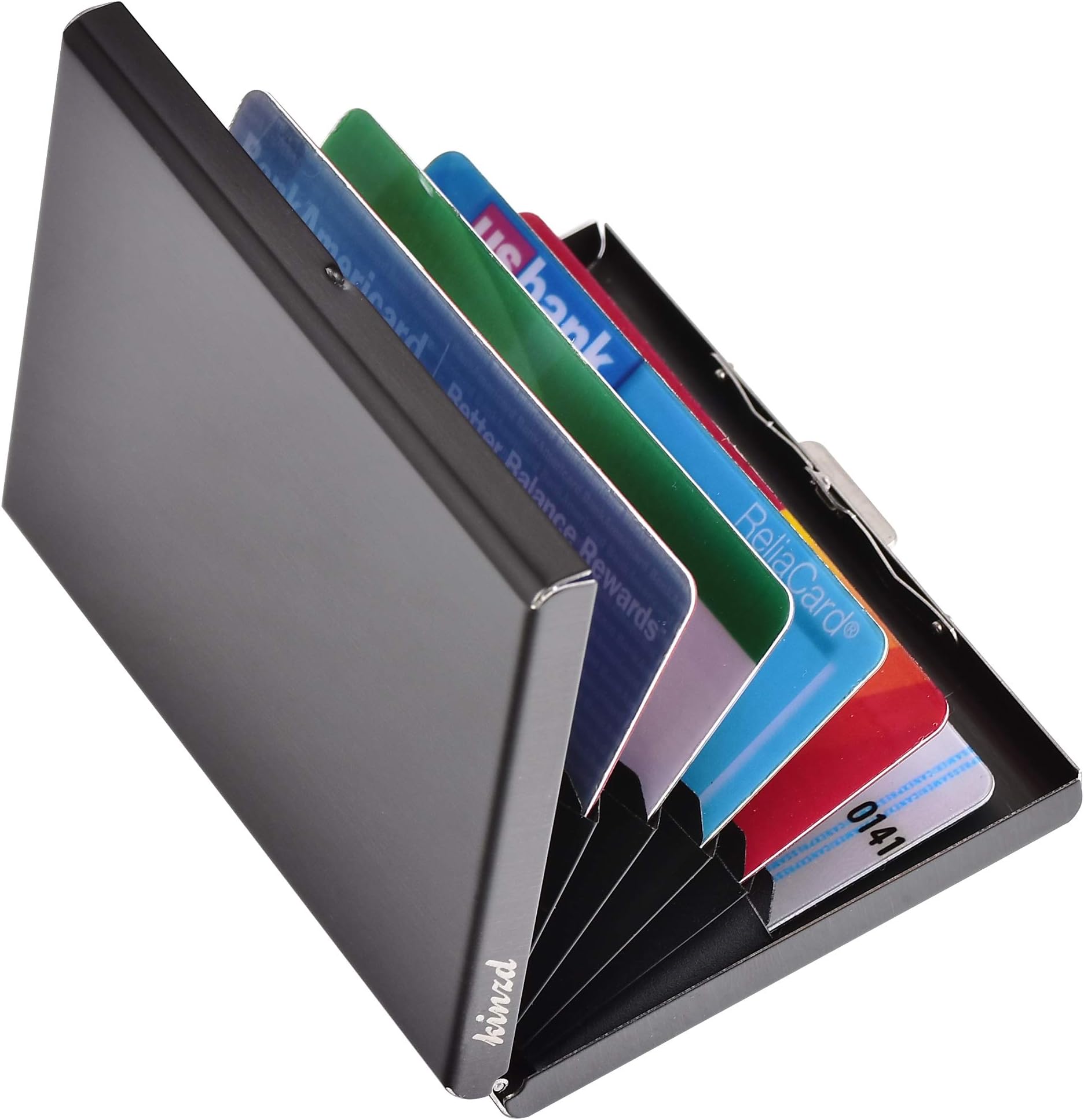 Kinzd Ultra Thin Aluminum Metal Wallet RFID Blocking Credit Card Holder Case (Black)