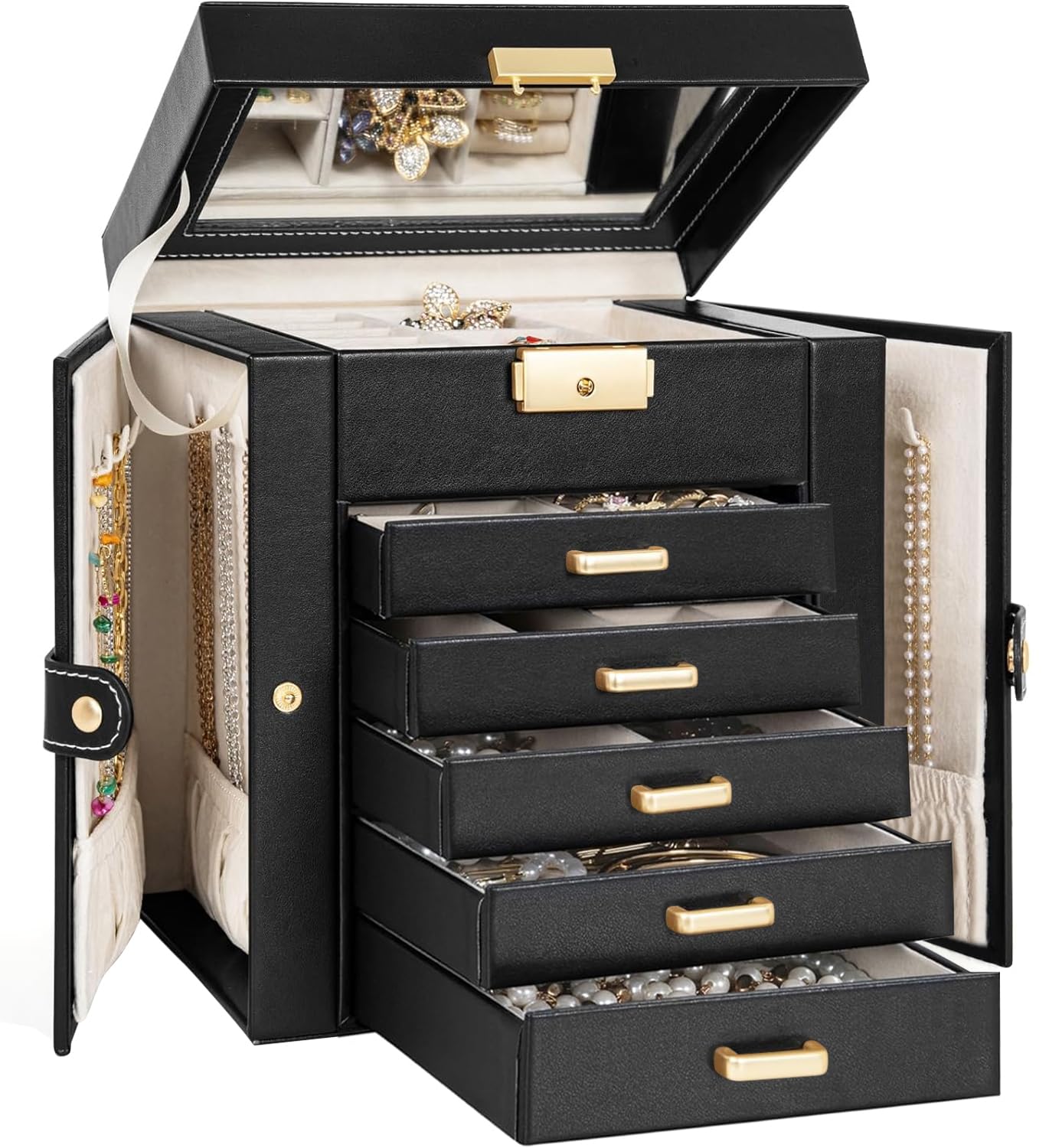 Amazon.com: TORIBIO Large Jewelry Box for Women, Leather Jewelry
