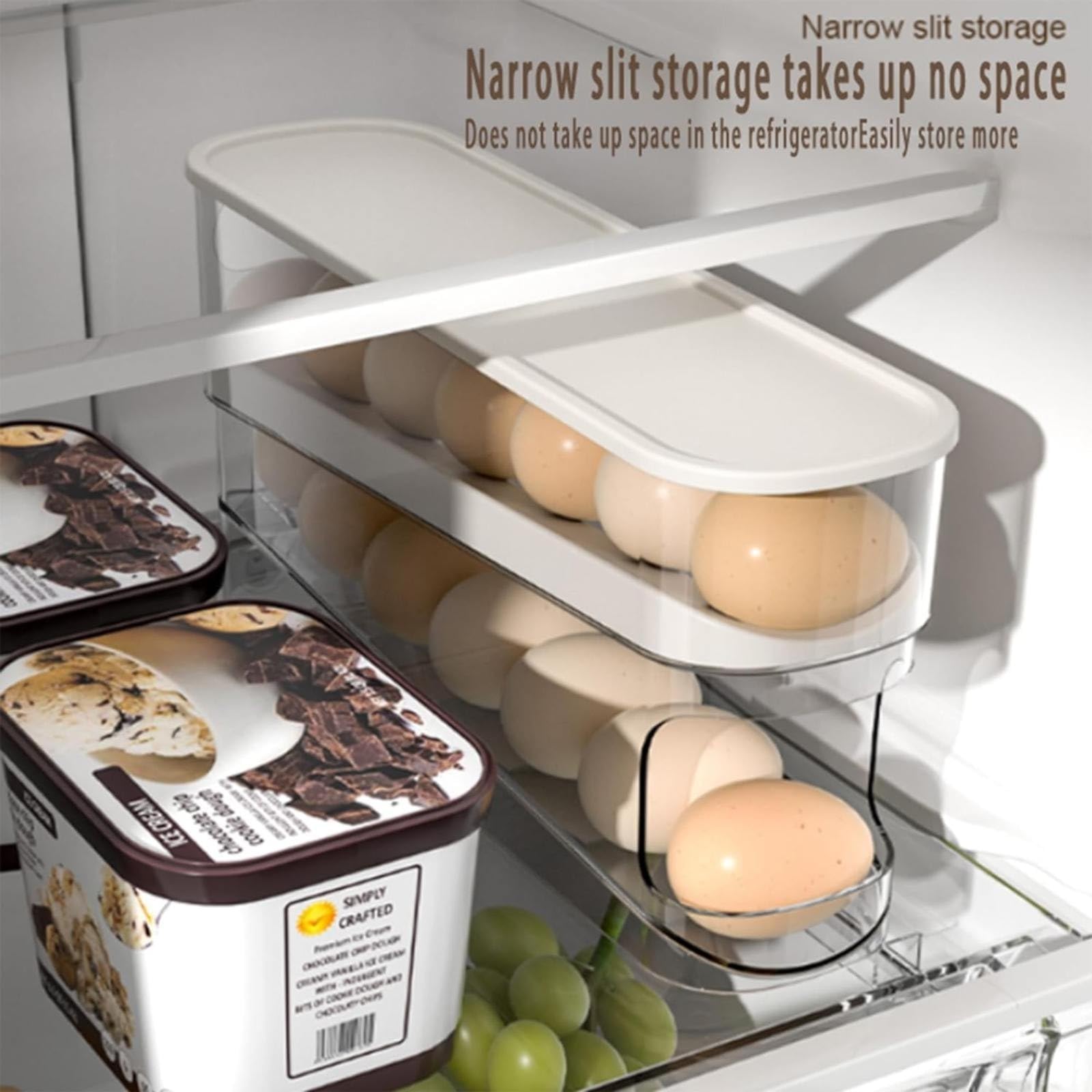 huevera, Rejilla for huevos con ruedas automáticas, refrigerador, caja de almacenamiento for, dispensador que ahorra espacio, compatible, rejilla for for cocina, gabinete encimera(2pcs)