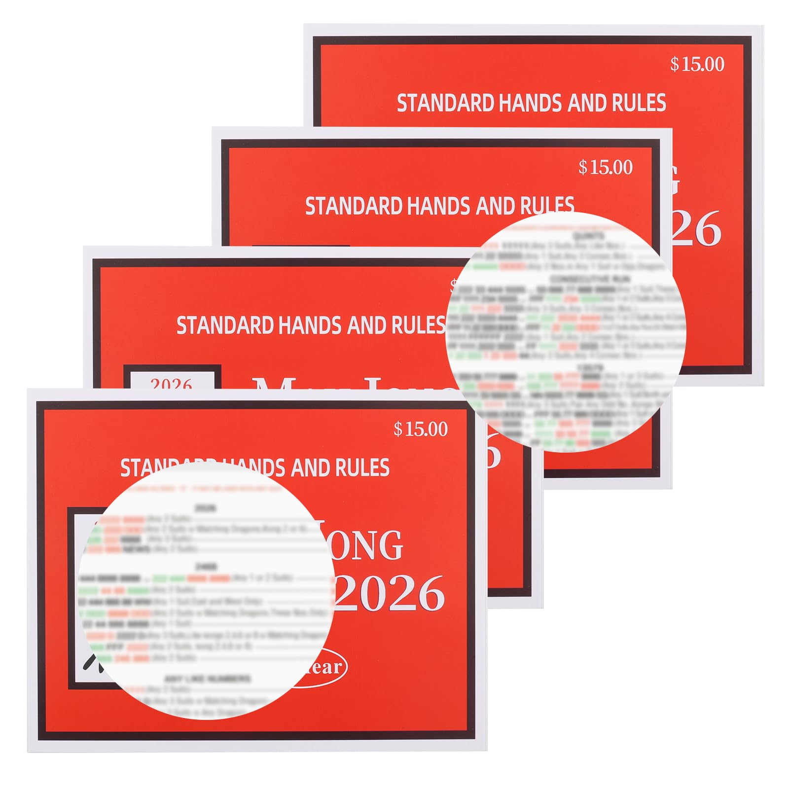 Mahjong Cards 2026 Official Revision – 4PCS Large Print American Mah Jong Cards
