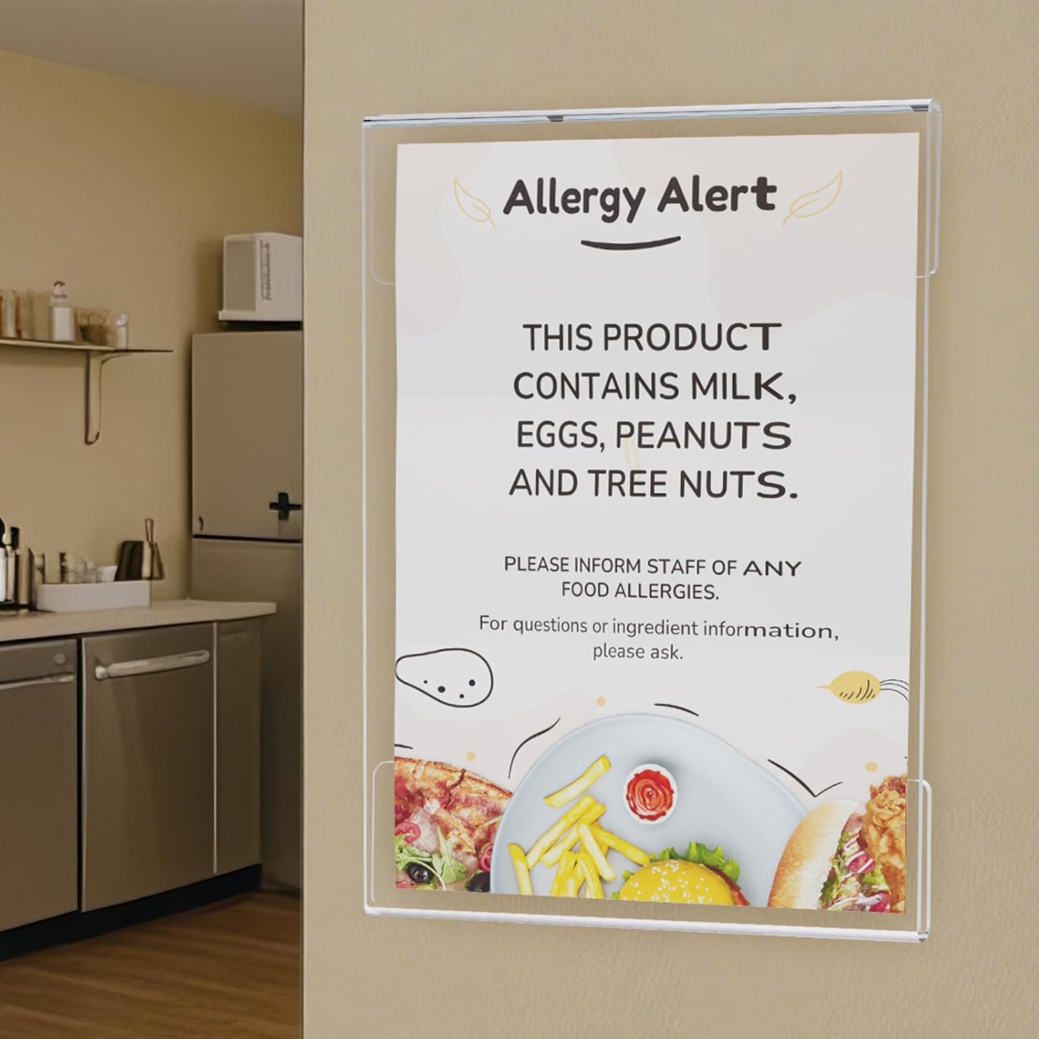 8.5x11 透明アクリルプレキシサインホルダー 両面粘着テープ付き ウォールサイン メモ ドキュメント メニューホルダー オフィス