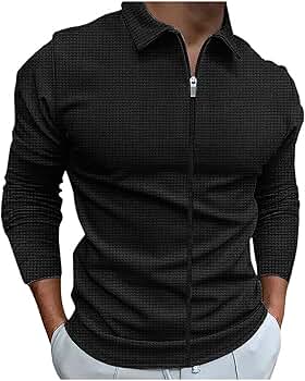 Amazon.com: Men's Zip Up Polo Shirts Long Sleeve Spring