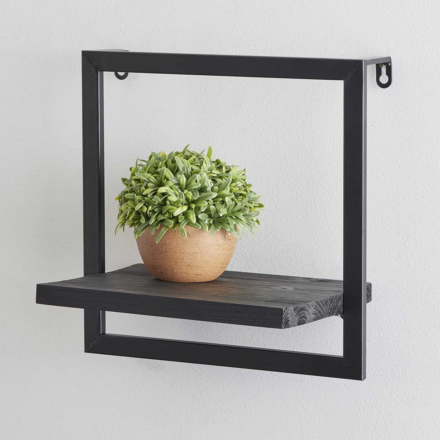 47th & Main Modern Rectangular Floating Wall Shelf, 11.81" Long, Black