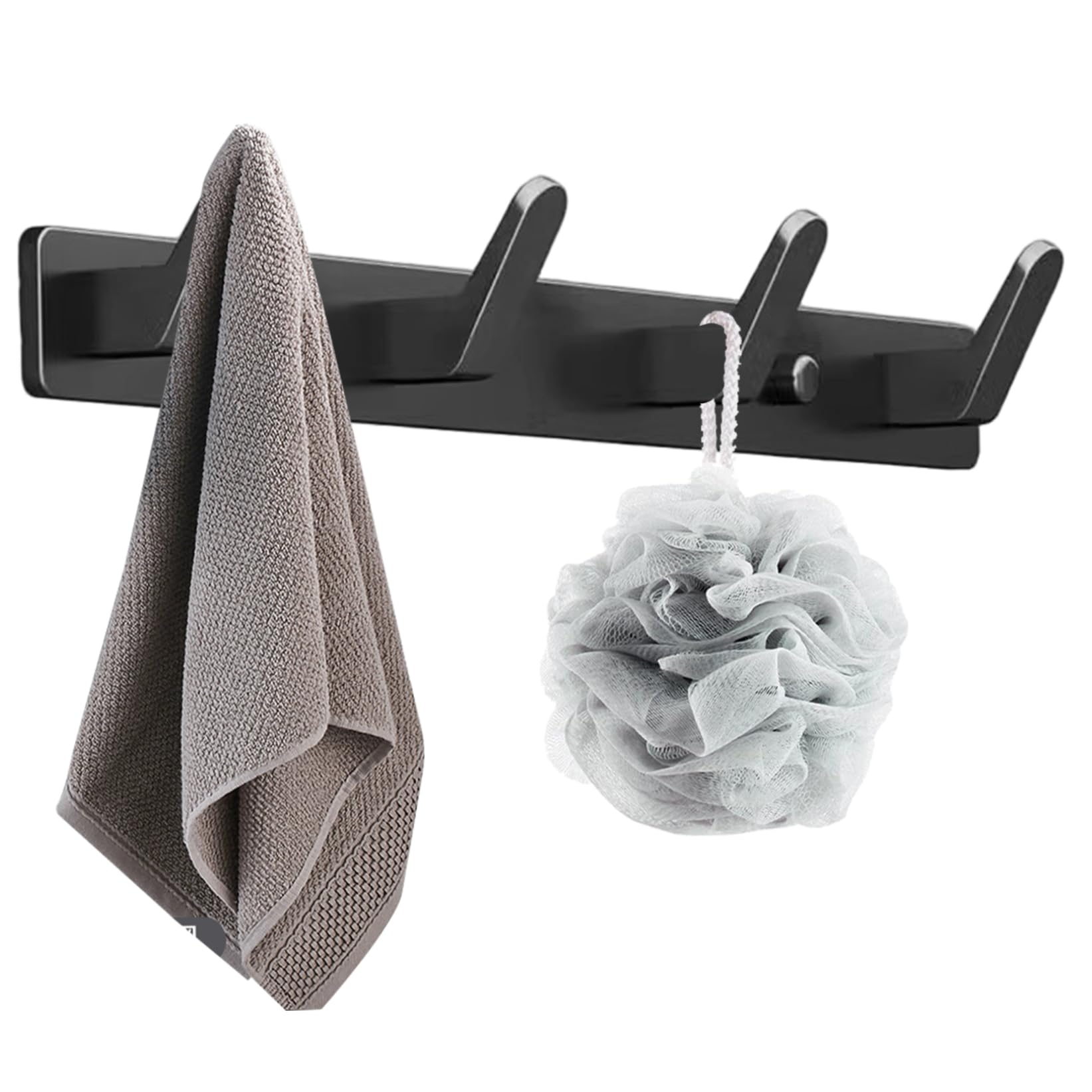 Hbbgdiy Wall Hook Rack 4 Heavy Duty Rustproof Aluminum Hooks, 14 Inch Wall Mounted Organizer for Entryway, Bathroom, Kitchen, Bedroom, Office or Closet Storage