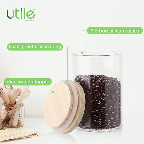 Miniatura 5 de Utile Juego de 6 frascos de vidrio grueso para alimentos con tapa, 21.3 fl oz-3PCS, 33.0 fl oz-2PCS, 62.6 fl oz-1PC, recipientes herméticos de