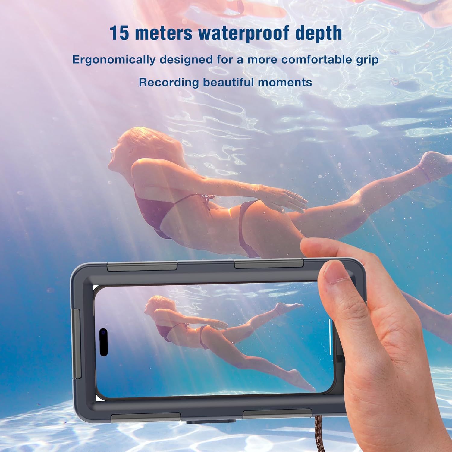 2026Underwater Snorkeling Diving Phone Case for iPhone 16/15/14/13/12/ Pro Max Galaxy S24/S23/S22.[50ft/15m] Professional Scuba Dive Waterproof Case Underwater Photo Video Cover Orange - Image 7