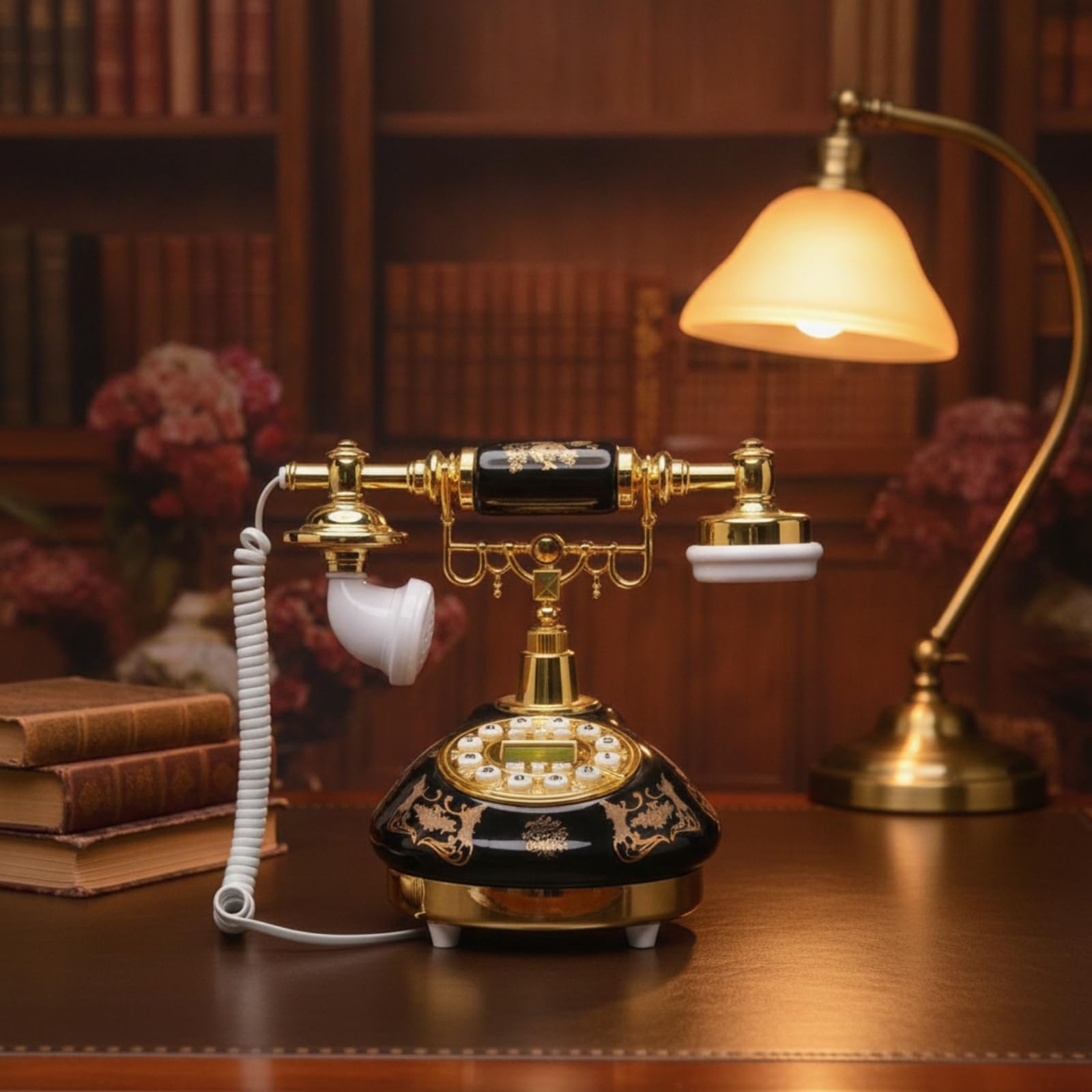 Colcolo Teléfono de Cerámica Antiguo Teléfono Retro Teléfono Fijo Teléfono Decorativo con Estética Nostálgica y Carácter de Material Cerámica y Metal Adecuado