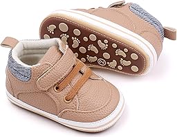 Chaussures d'éveil en cuir pour bébé - Chaussures d'apprentissage de la marche - Pour garçons et filles - Chaussures souples et antidérapantes en cuir