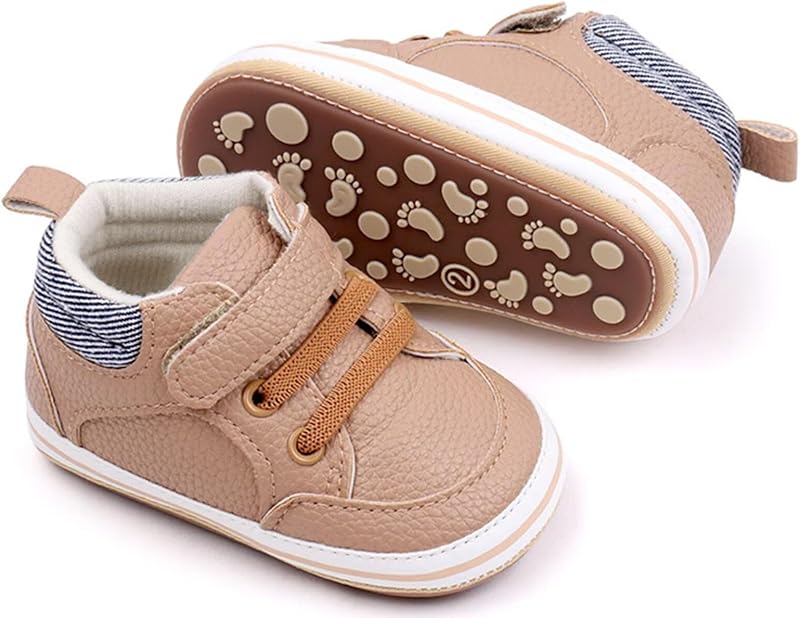 Chaussures d'éveil en cuir pour bébé - Chaussures d'apprentissage de la marche - Pour garçons et filles - Chaussures souples et antidérapantes en cuir