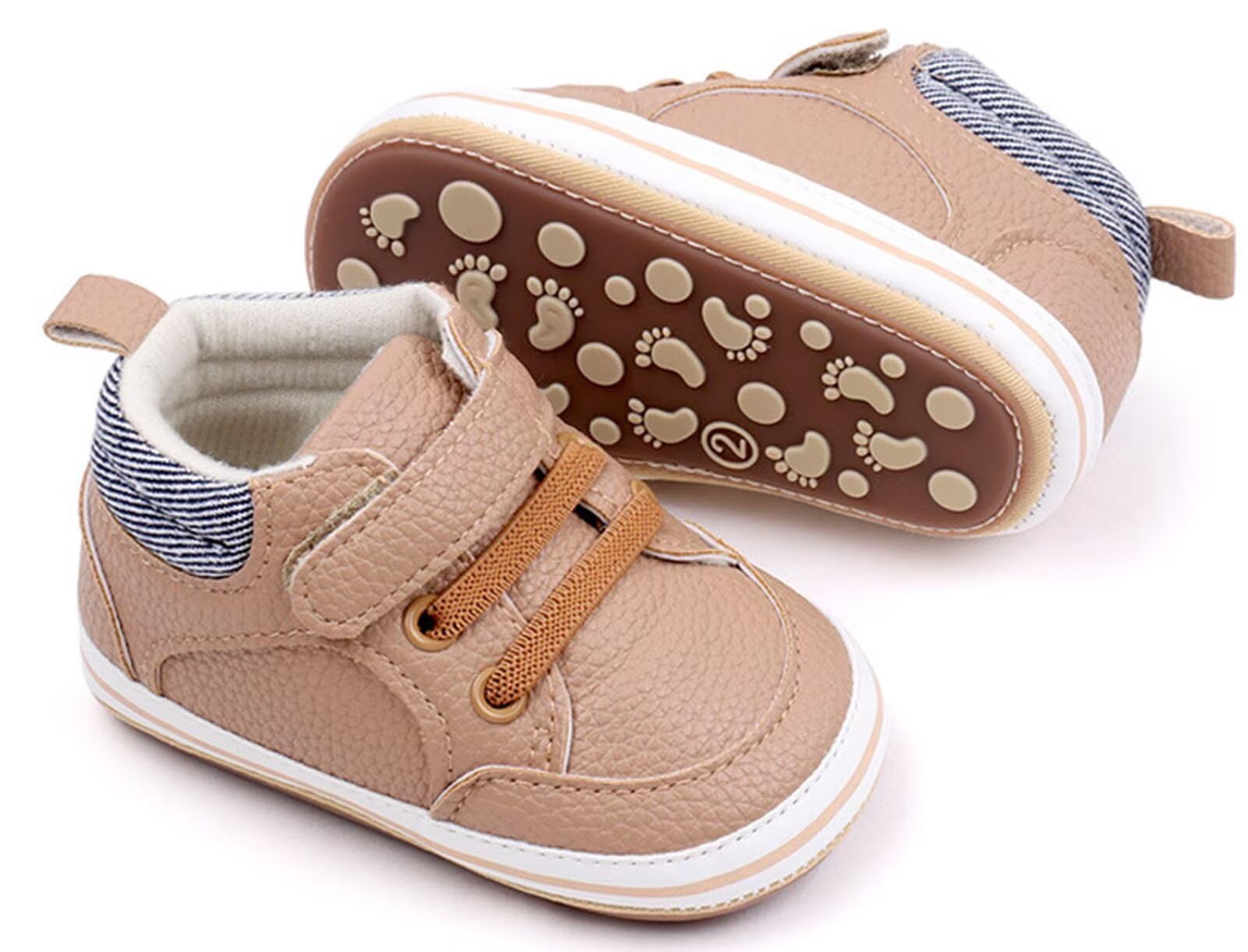 Chaussures d'éveil en cuir pour bébé - Chaussures d'apprentissage de la marche - Pour garçons et filles - Chaussures souples et antidérapantes en cuir