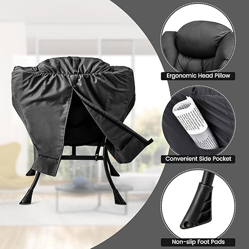 Miniatura 5 de DORTALA Silla perezosa moderna con otomana, sofá individual con bolsillo lateral y reposabrazos, juego de sillas de ocio modernas tapizadas suaves,