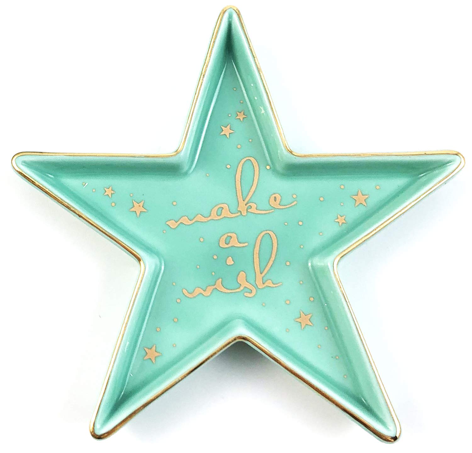 Stephanie Imports Star-Shaped Make a Wish Ceramic Trinket Plate and Decorative Jewelry Dish
