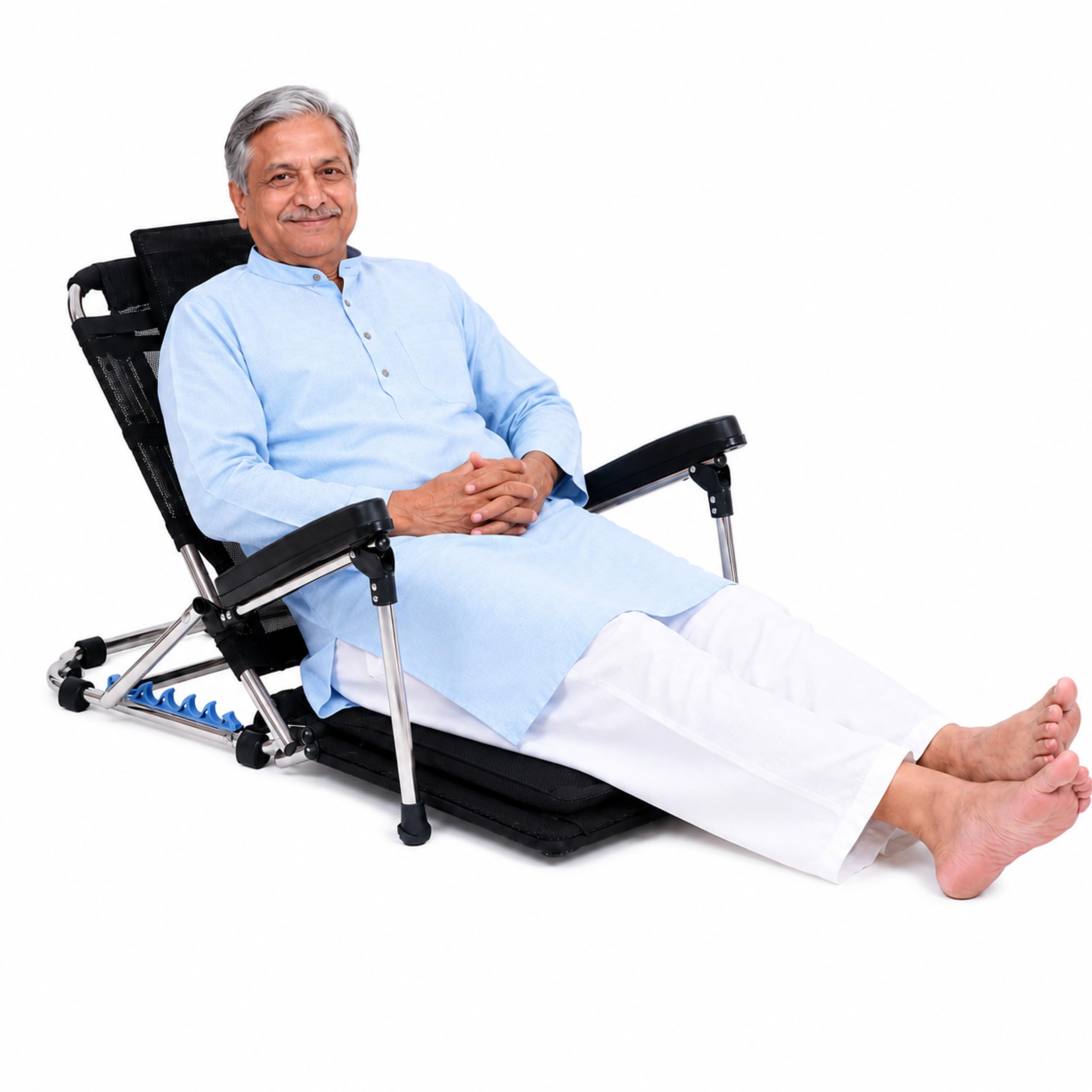 METRON Adjustable Hospital Bed Backrest with Arm Support – Recliner Chair for Bedridden Patients | Bed Chair with Back Rest | 6-Level Foldable Back Support for Home & Hospital Use-image-38