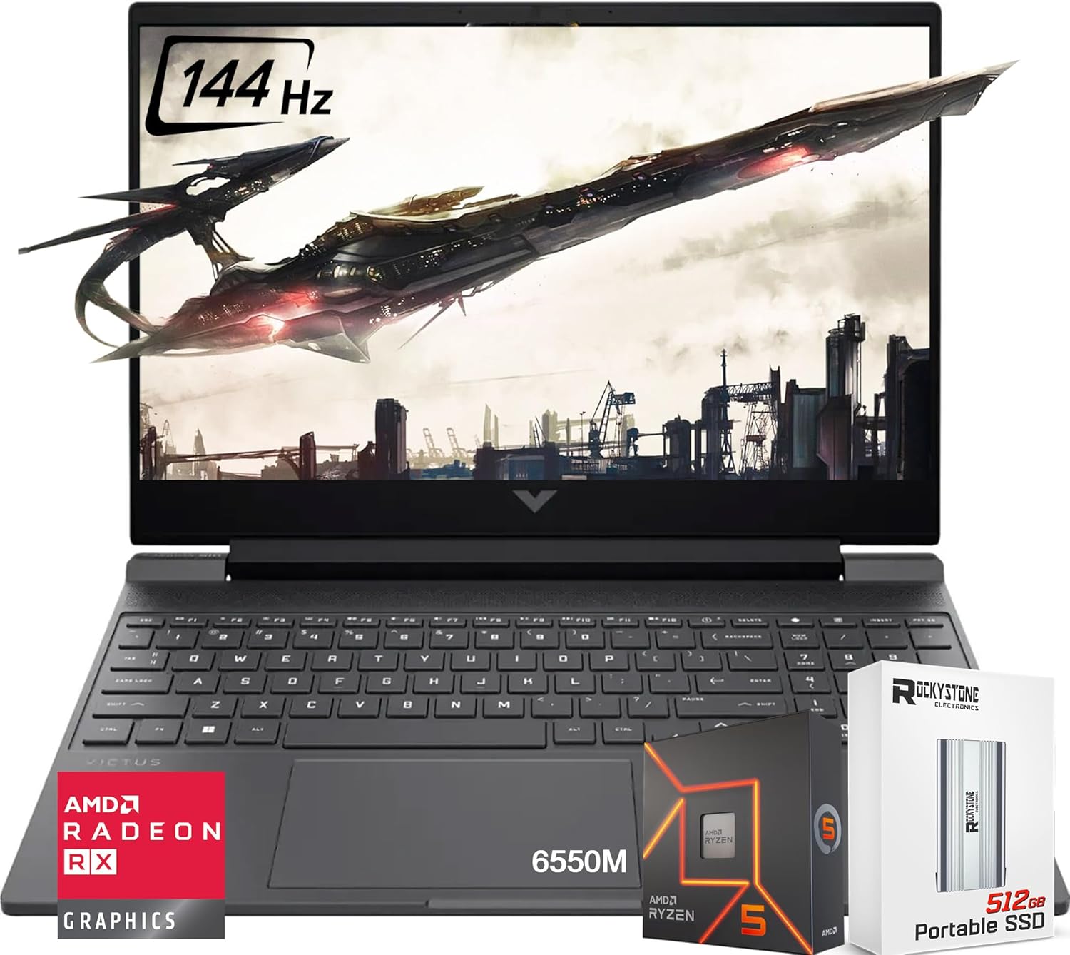 HP 2024 Victus 15.6" 144Hz FHD Gaming Laptop, 6-Core AMD Ryzen 5 7535HS (>i7-11800H), Radeon RX 6550M (>RTX3050), Backlit KB, DTS X Ultra, W/512GB PSD, Windows 11 H(8GB GDDR5|512GB SSD)