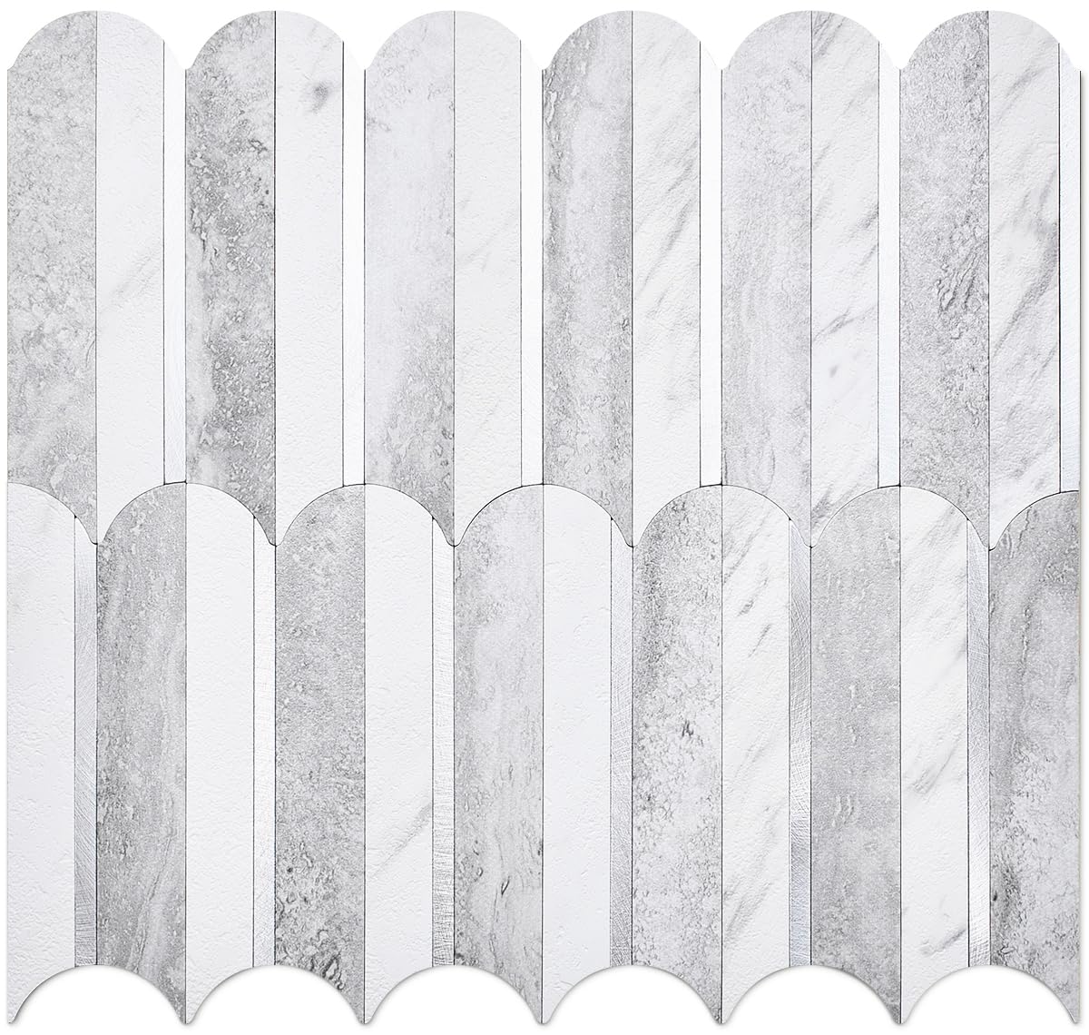 DICOFUN1 Sheet Grey & White Marble Peel and Stick Backsplash for Kitchen, PVC Stick on Backsplash Wall Tiles