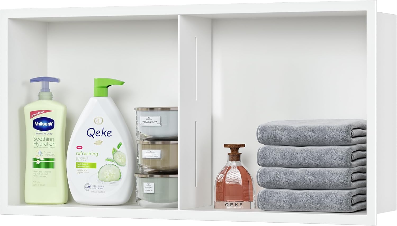 Stainless Steel Shower Niche 24" X 12", No Tile Needed Wall Niche, Recessed Shower Shelf for Bathroom Storage, Horizontal and Vertical Universal, Matte White