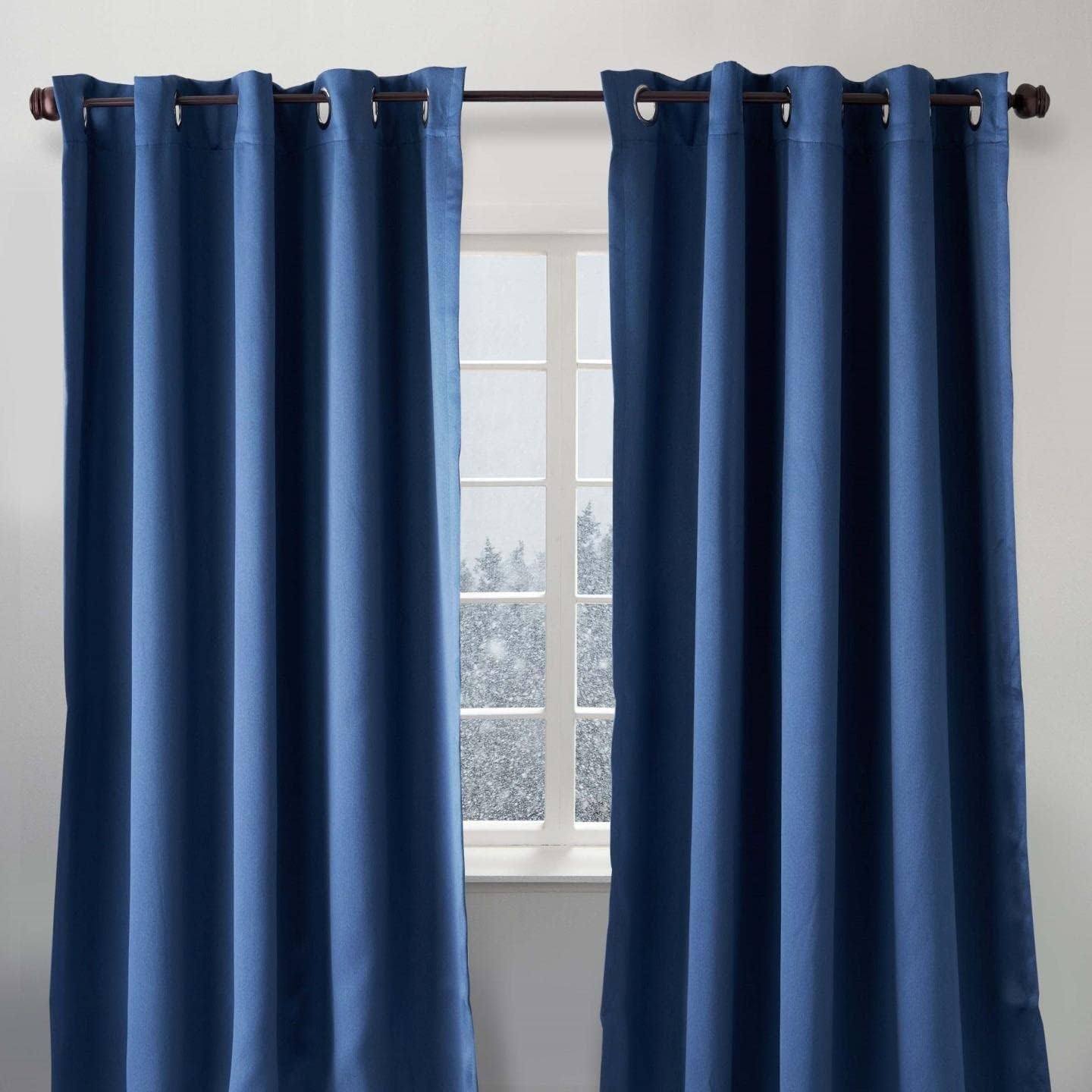 LUXE WEAVERS Eco Collection Pair of Window Panels, Navy 100% Blackout Curtains 84 Length