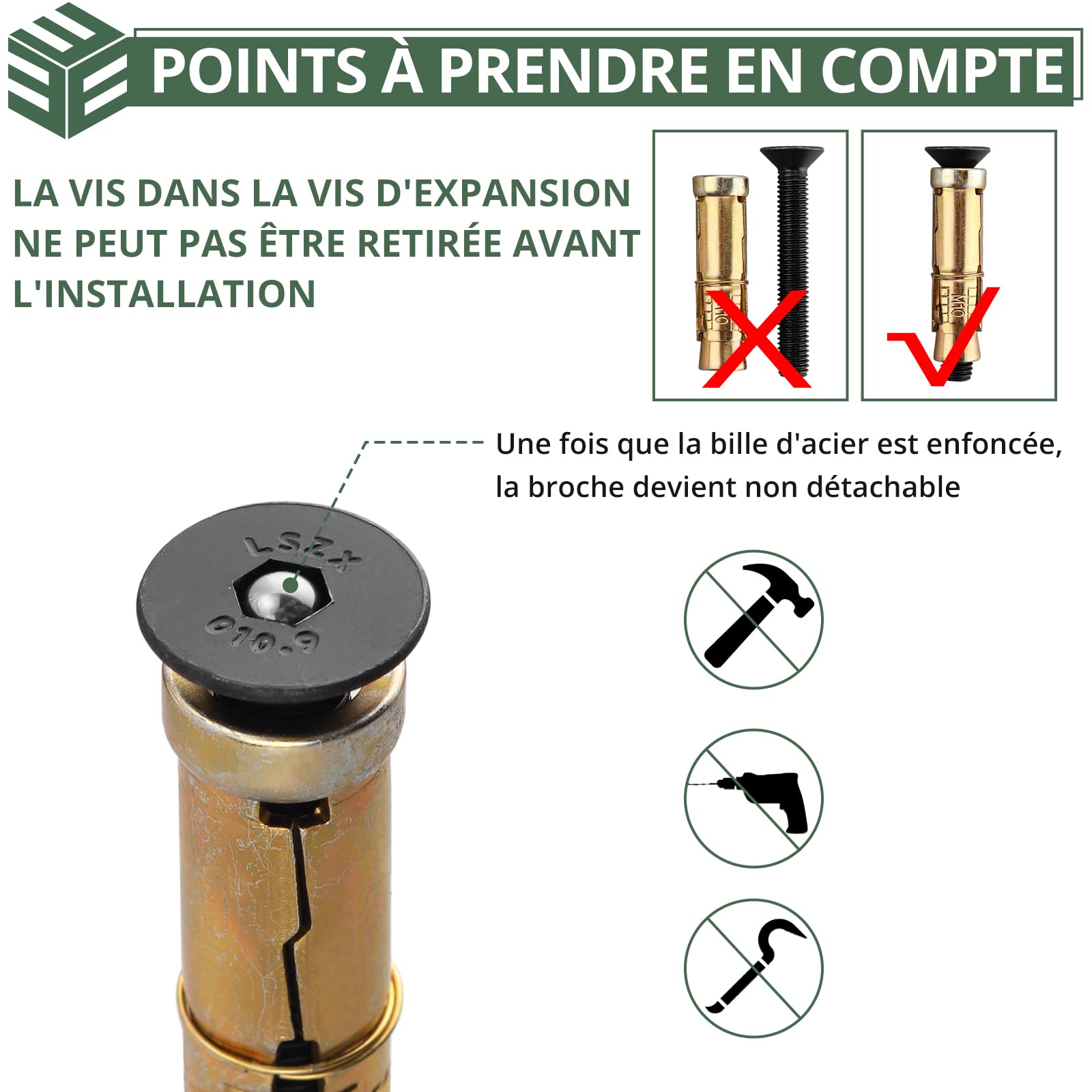 EYPINS Ancrage au sol avec Foret Acier Trempé Rabattable vers le Haut et vers le Bas en Acier Haute Sécurité pour Moto Vélo Serrure de Moto avec 4 Points de Verrouillage Noir
